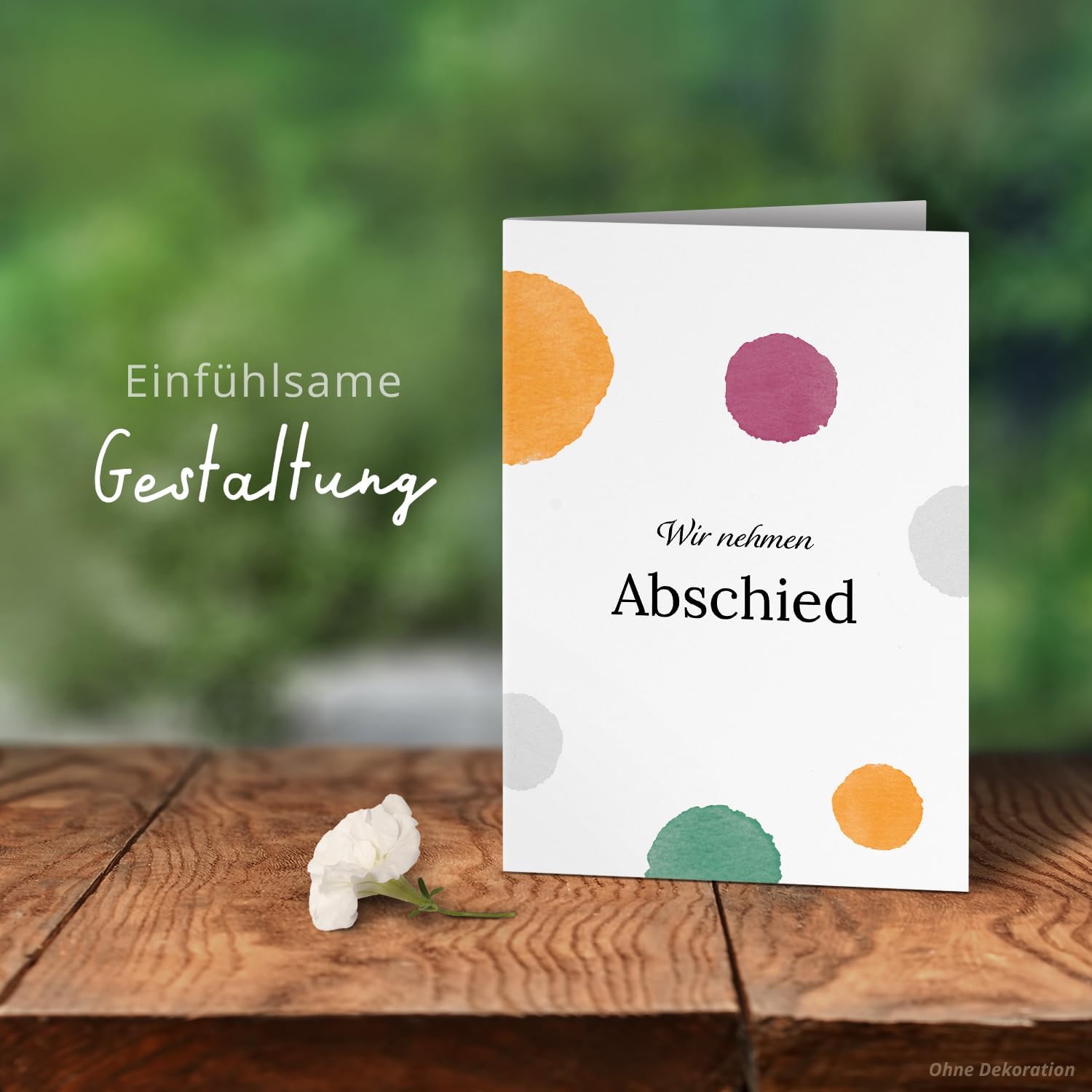 10 Trauerkarten mit Umschlag – Einladung zur Beerdigung oder Trauerfeier | Abschied | Hochwertige Klappkarten zur Todesanzeige – Motiv: Bunt