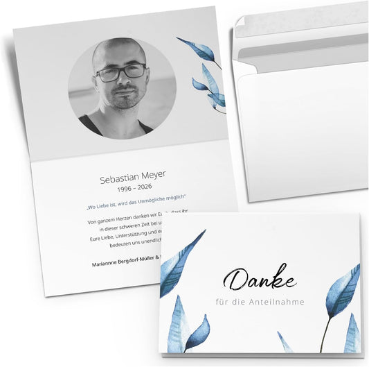 Einladungskarten Manufaktur Hamburg 10 PERSONALISIERTE Trauer Danksagungen Dankeskarten mit eigenem Text und Foto | Individuell anpassbare Trauerkarten mit Briefumschlägen | Karten Design 13