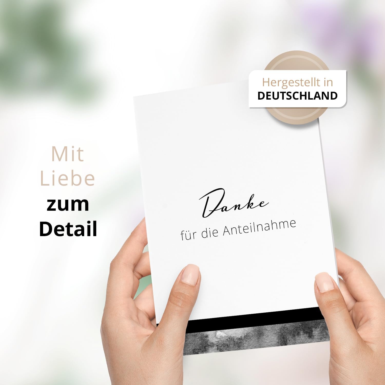 Danksagungskarten Trauer – 10 Klappkarten mit Umschlägen – Motiv: Abstrakt – Trauerkarten Danksagung mit Text – Dankeskarten Trauer nach Beerdigung