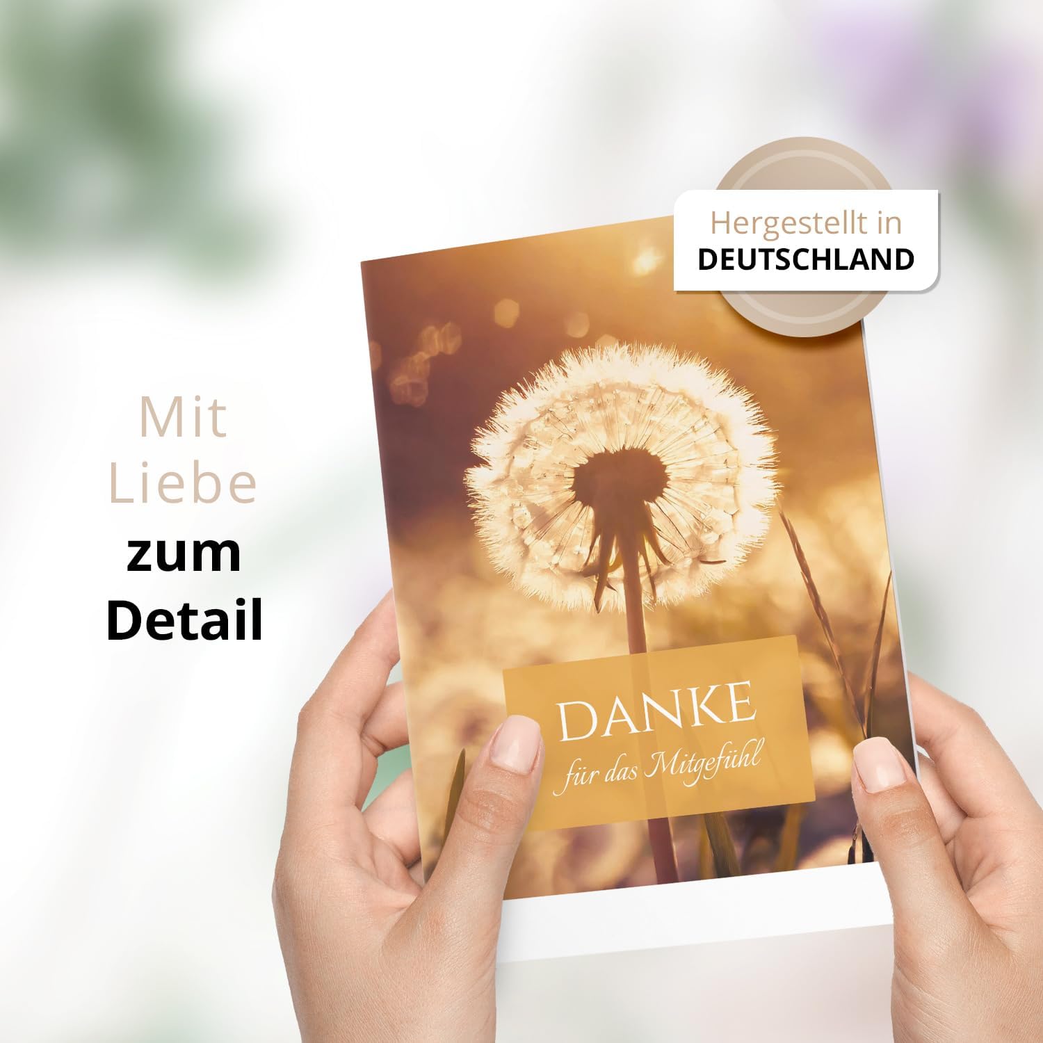 Danksagungskarten Trauer – 10 Klappkarten mit Umschlägen – Motiv: Pusteblume– Trauerkarten Danksagung mit Text – Dankeskarten Trauer nach Beerdigung