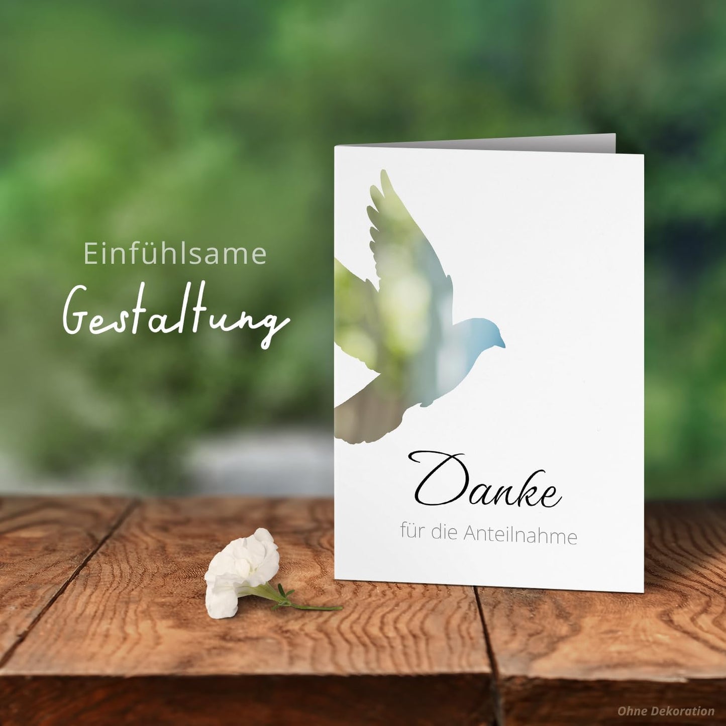 Danksagungskarten Trauer – 10 Klappkarten mit Umschlägen – Motiv: Taube – Trauerkarten Danksagung mit Text – Dankeskarten Trauer nach Beerdigung