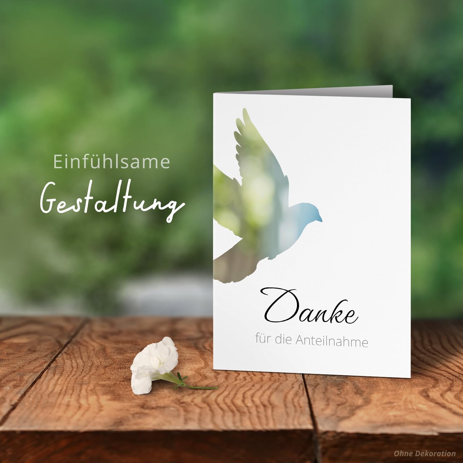 Danksagungskarten Trauer – 10 Klappkarten mit Umschlägen – Motiv: Taube – Trauerkarten Danksagung mit Text – Dankeskarten Trauer nach Beerdigung