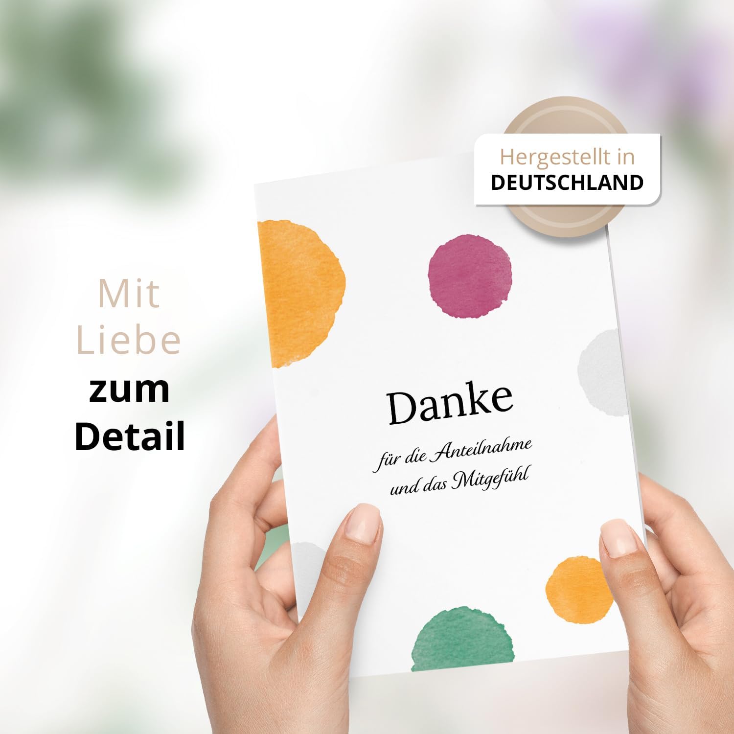 Danksagungskarten Trauer – 10 Klappkarten mit Umschlägen – Motiv: Buntes Danke – Trauerkarten Danksagung mit Text – Dankeskarten Trauer nach Beerdigung