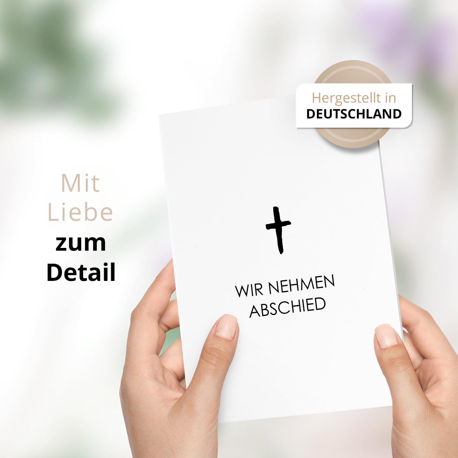 10 Trauerkarten mit Umschlag – Einladung zur Beerdigung oder Trauerfeier | Abschied | Hochwertige Klappkarten zur Todesanzeige – Motiv: Kreuz 2