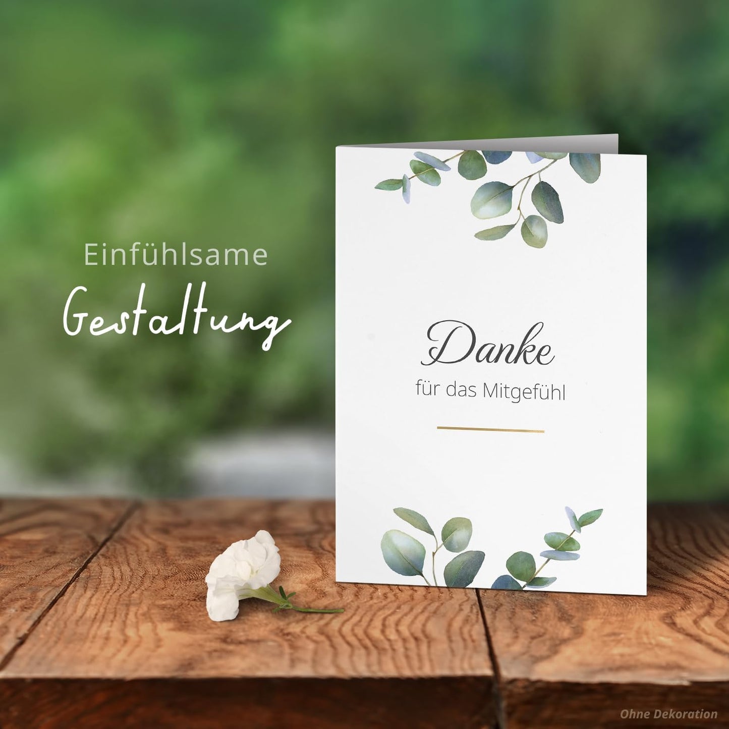 Danksagungskarten Trauer – 10 Klappkarten mit Umschlägen – Motiv: Eukalyptus – Trauerkarten Danksagung mit Text – Dankeskarten Trauer nach Beerdigung