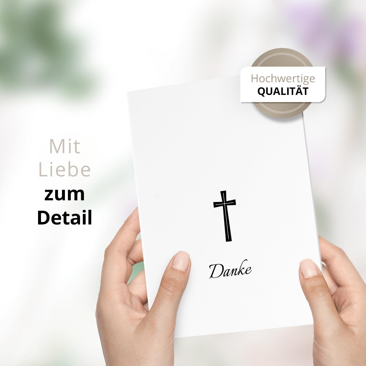 10 PERSONALISIERTE Trauer Danksagungen Dankeskarten mit eigenem Text und Foto | Individuell anpassbare Danke Trauerkarten mit Briefumschlägen | Karten Kirchlich Kreuz 2