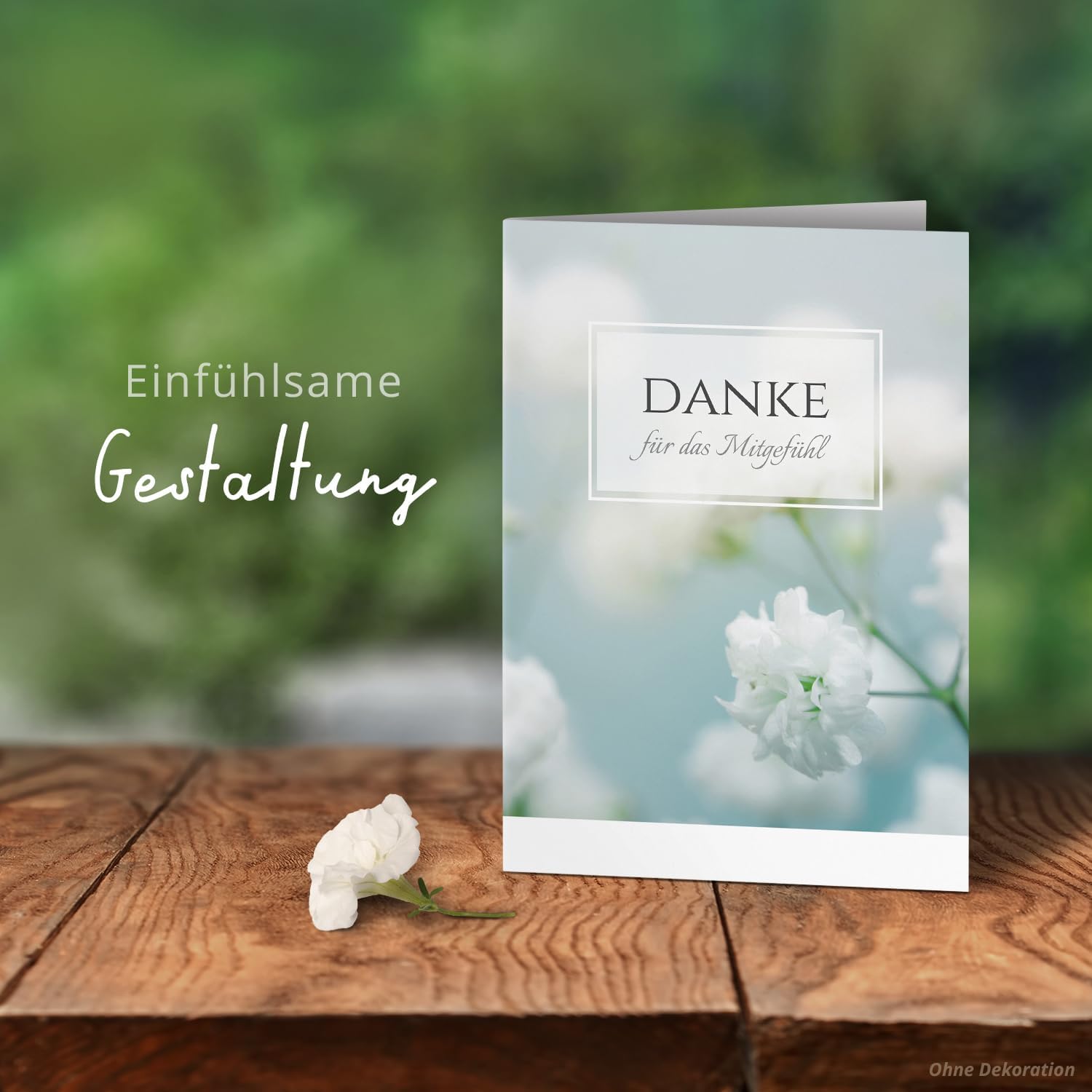 Danksagungskarten Trauer – 10 Klappkarten mit Umschlägen – Motiv: Zarte Blüte – Trauerkarten Danksagung mit Text – Dankeskarten Trauer nach Beerdigung
