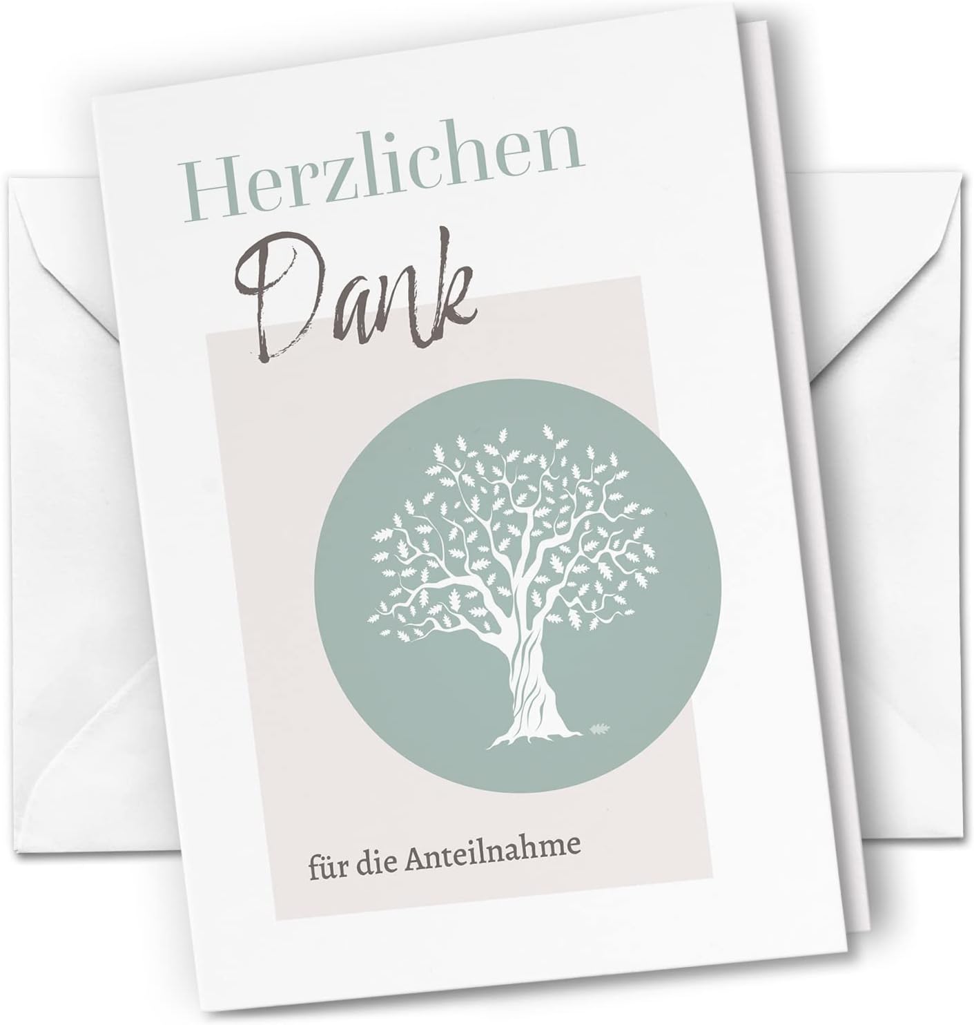 Danksagungskarten Trauer – 10 Klappkarten mit Umschlägen – Motiv: Baum Blätter – Trauerkarten Danksagung mit Text – Dankeskarten Trauer nach Beerdigung
