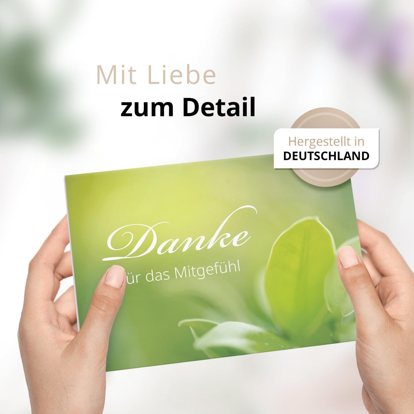 Danksagungskarten Trauer – 10 Klappkarten mit Umschlägen – Motiv: Grüne Natur – Trauerkarten Danksagung mit Text – Dankeskarten Trauer nach Beerdigung