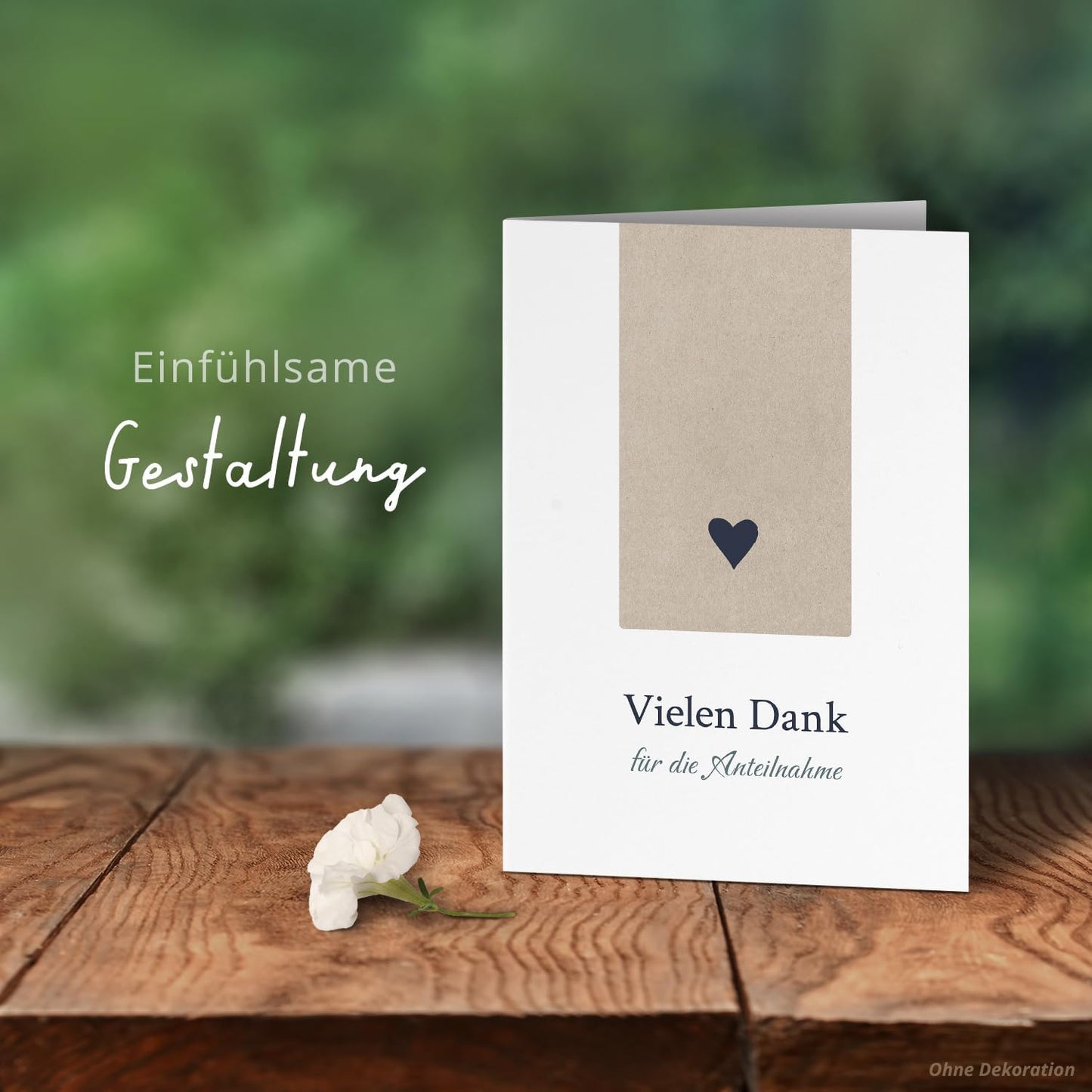 10 PERSONALISIERTE Trauer Danksagungen Dankeskarten mit eigenem Text und Foto | Individuell anpassbare Danke Trauerkarten mit Briefumschlägen | Karten Großes Beige Herz