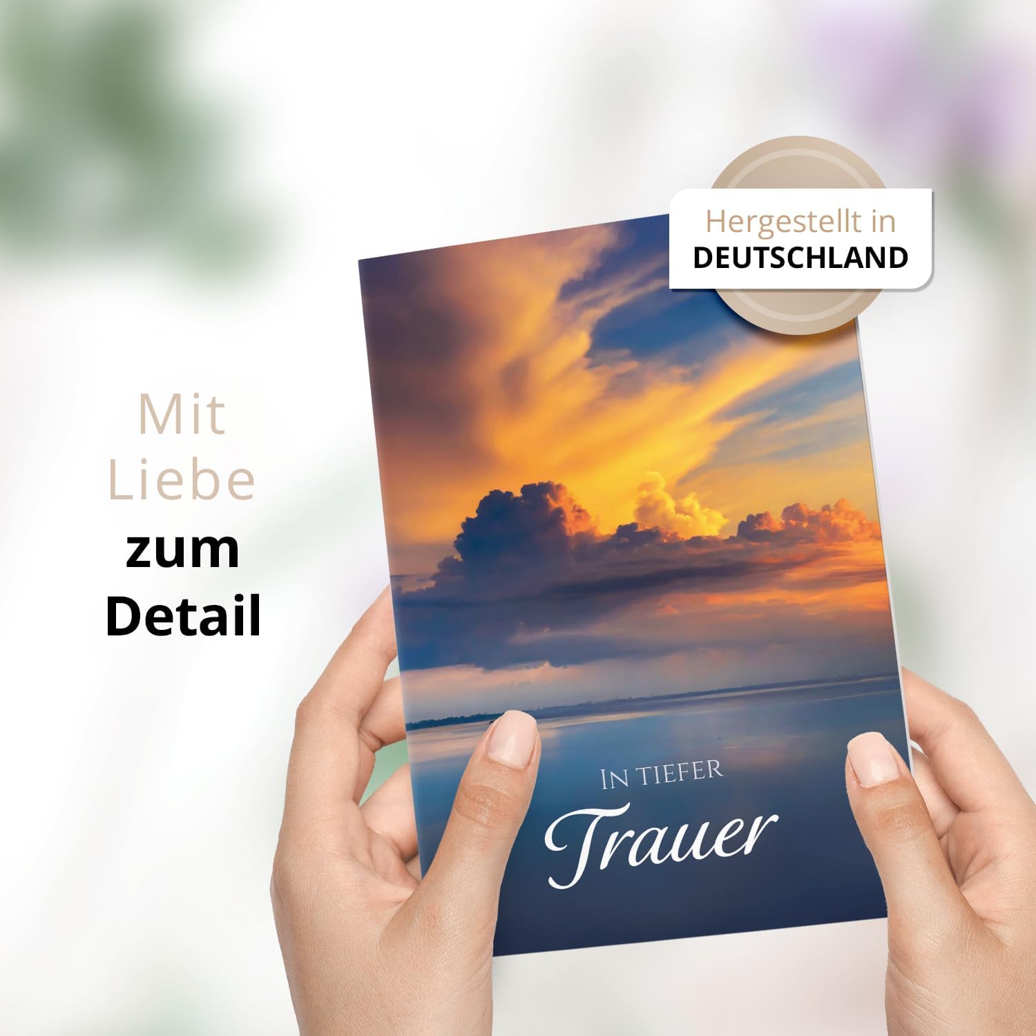 10 Trauerkarten mit Umschlag – Einladung zur Beerdigung oder Trauerfeier | Abschied | Hochwertige Klappkarten zur Todesanzeige – Motiv: Tiefe Trauer
