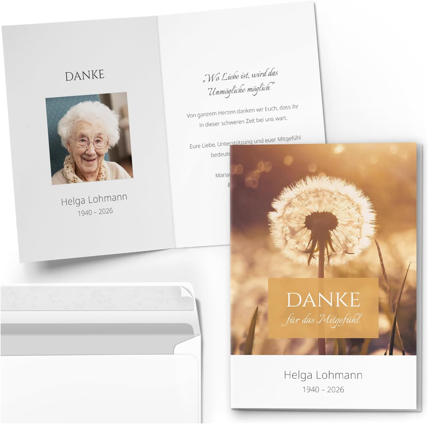 Einladungskarten Manufaktur Hamburg 10 PERSONALISIERTE Trauer Danksagungen Dankeskarten mit eigenem Text und Foto | Individuell anpassbare Trauerkarten mit Briefumschlägen | Karten Design 29