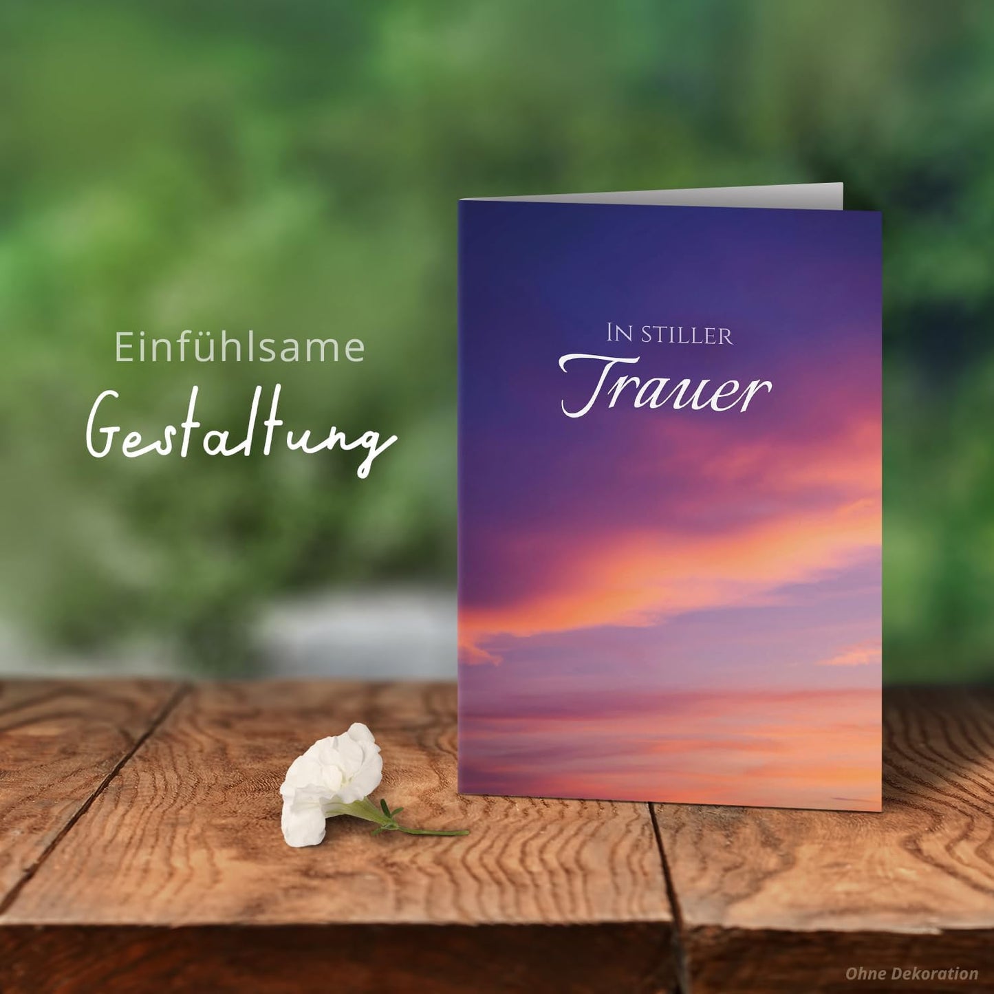 10 Trauerkarten mit Umschlag – Einladung zur Beerdigung oder Trauerfeier | Abschied | Hochwertige Klappkarten zur Todesanzeige – Motiv: Lila Wolken