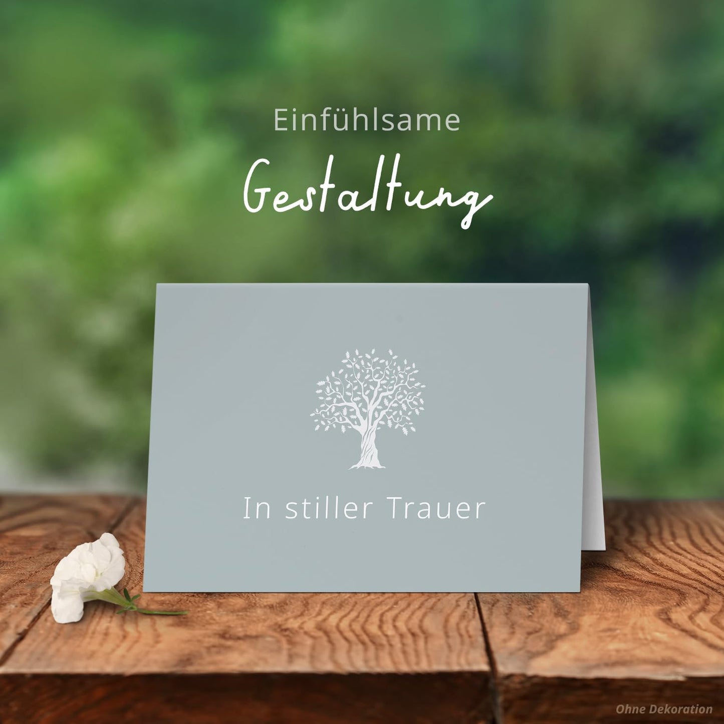 10 Trauerkarten mit Umschlag – Einladung zur Beerdigung oder Trauerfeier | Abschied | Hochwertige Klappkarten zur Todesanzeige – Motiv: Zarter Baum