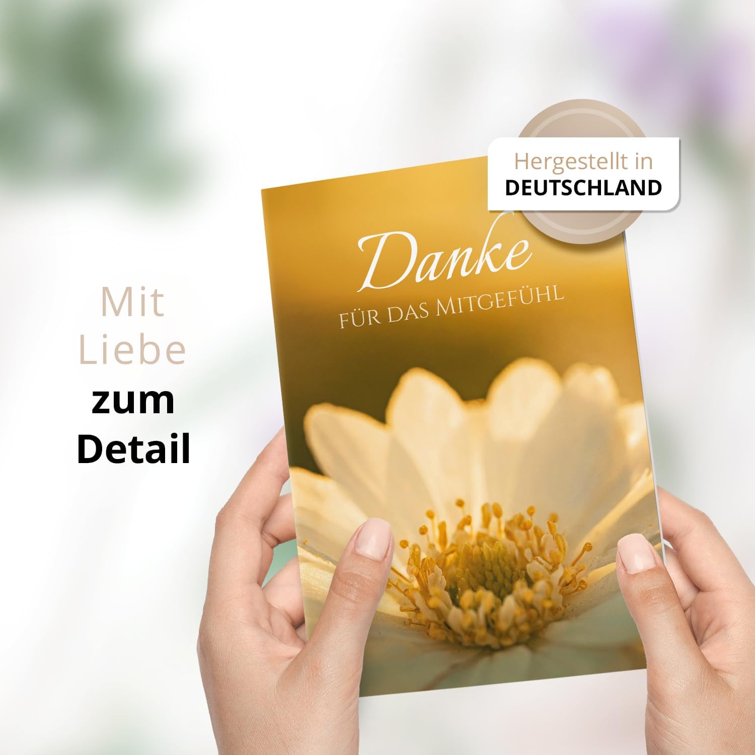 Danksagungskarten Trauer – 10 Klappkarten mit Umschlägen – Motiv: Blütenpracht – Trauerkarten Danksagung mit Text – Dankeskarten Trauer nach Beerdigung