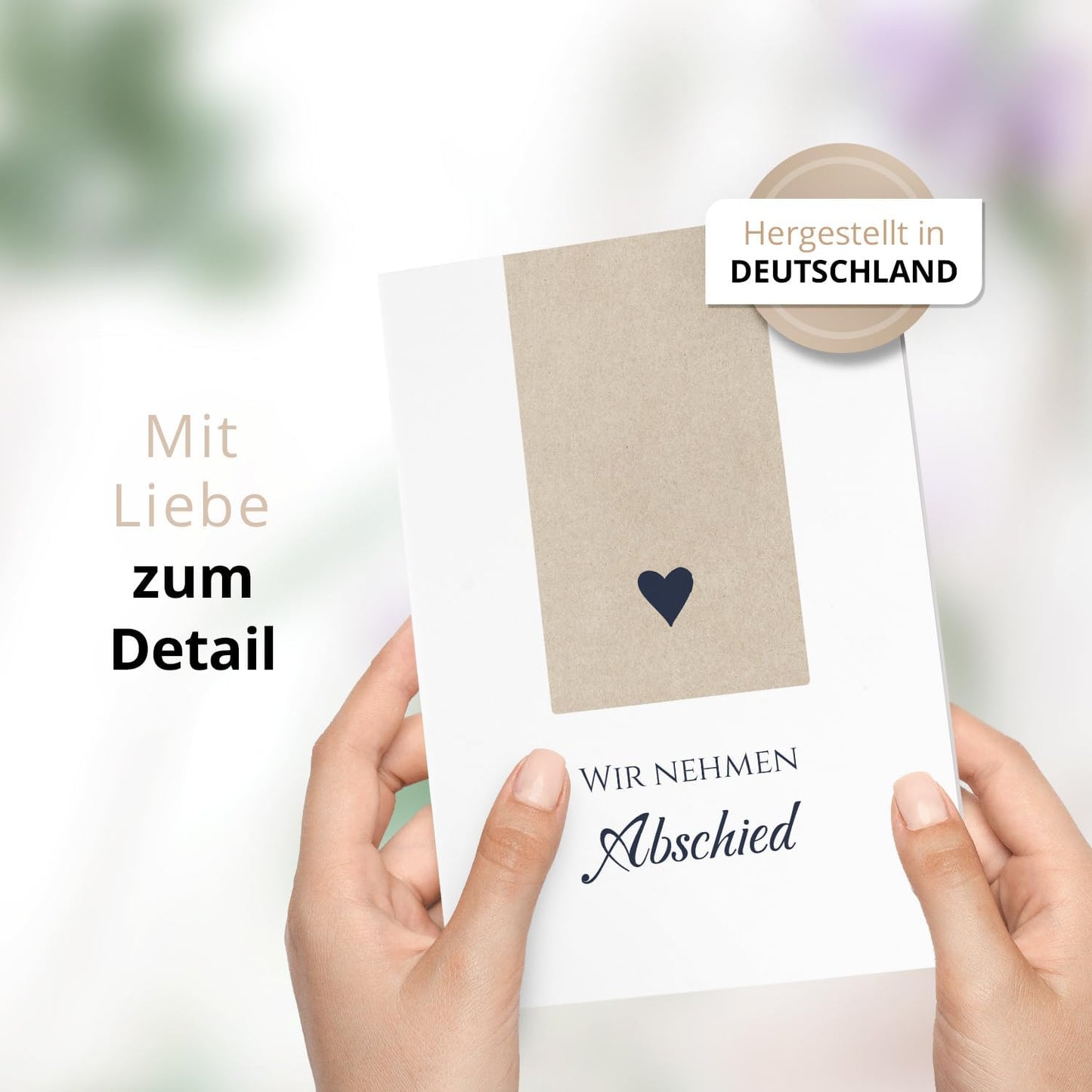 10 Trauerkarten mit Umschlag – Einladung zur Beerdigung oder Trauerfeier | Abschied | Hochwertige Klappkarten zur Todesanzeige – Motiv: Herz