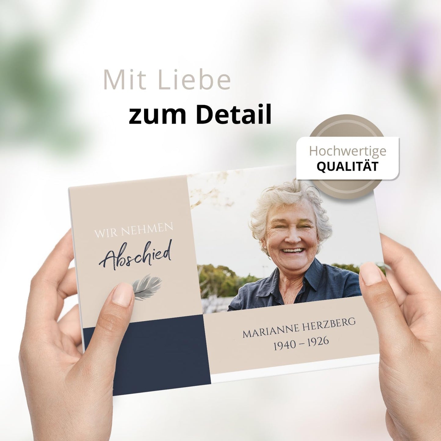 10x Einladung Beerdigung und Trauerfeier PERSONALISIERT | INDIVIDUALISIERT mit Text Foto und Umschlägen Klappkarte stilvoll hochwertig Karten Motiv 03