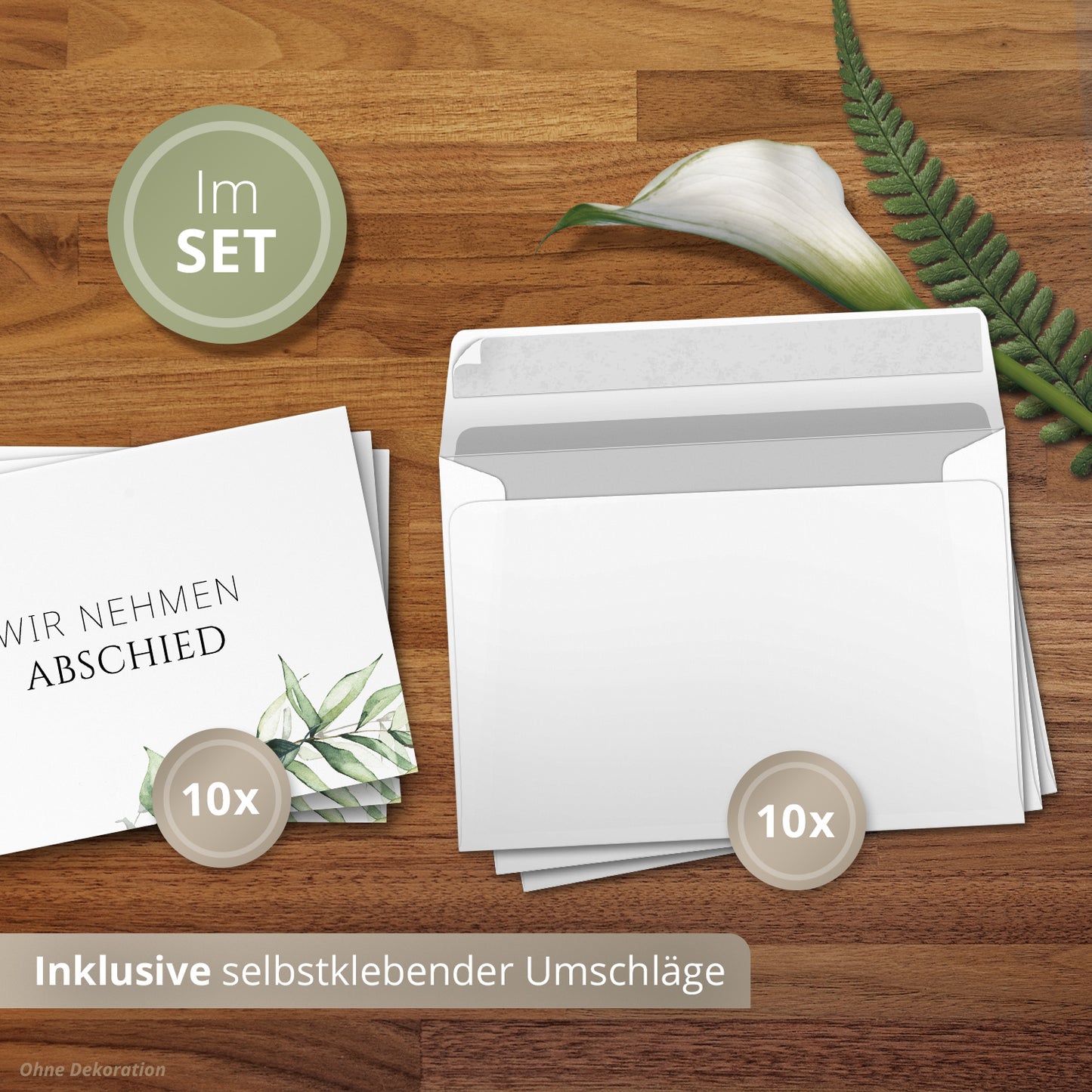 Trauerkarte "Grüne Blätter"