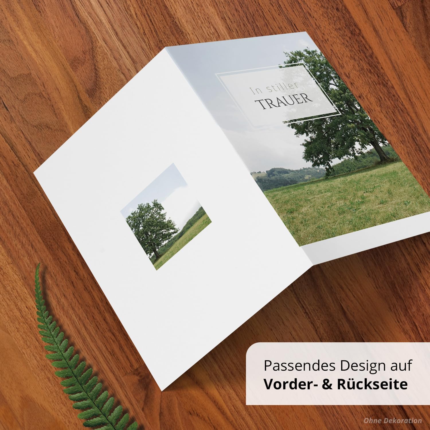 10 Trauerkarten mit Umschlag – Einladung zur Beerdigung oder Trauerfeier | Abschied | Hochwertige Klappkarten zur Todesanzeige – Motiv: Baum