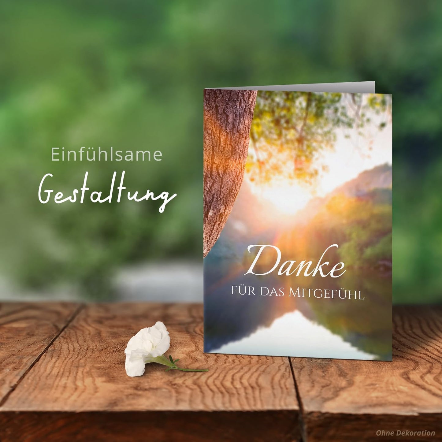 Danksagungskarten Trauer – 10 Klappkarten mit Umschlägen – Motiv: Bergsee – Trauerkarten Danksagung mit Text – Dankeskarten Trauer nach Beerdigung