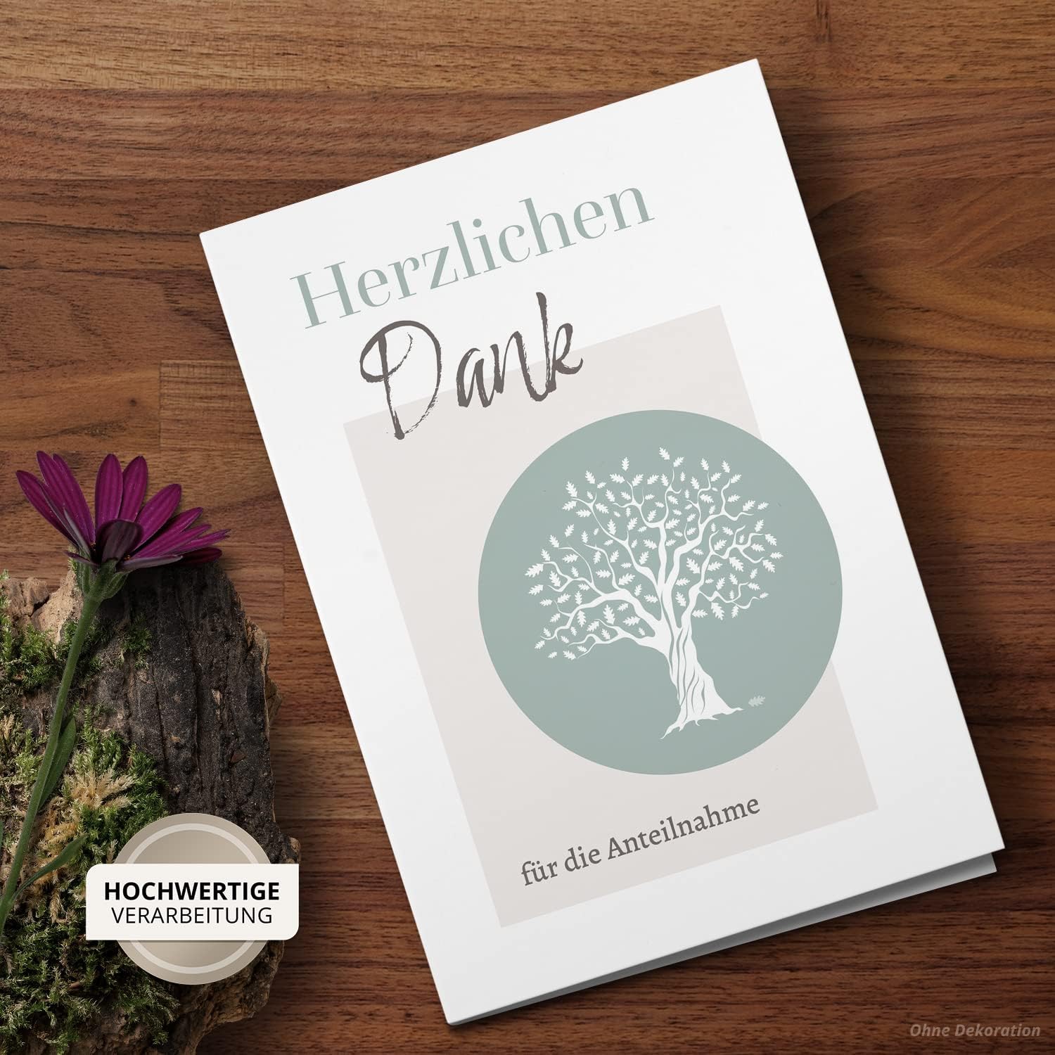 Danksagungskarten Trauer – 10 Klappkarten mit Umschlägen – Motiv: Baum Blätter – Trauerkarten Danksagung mit Text – Dankeskarten Trauer nach Beerdigung
