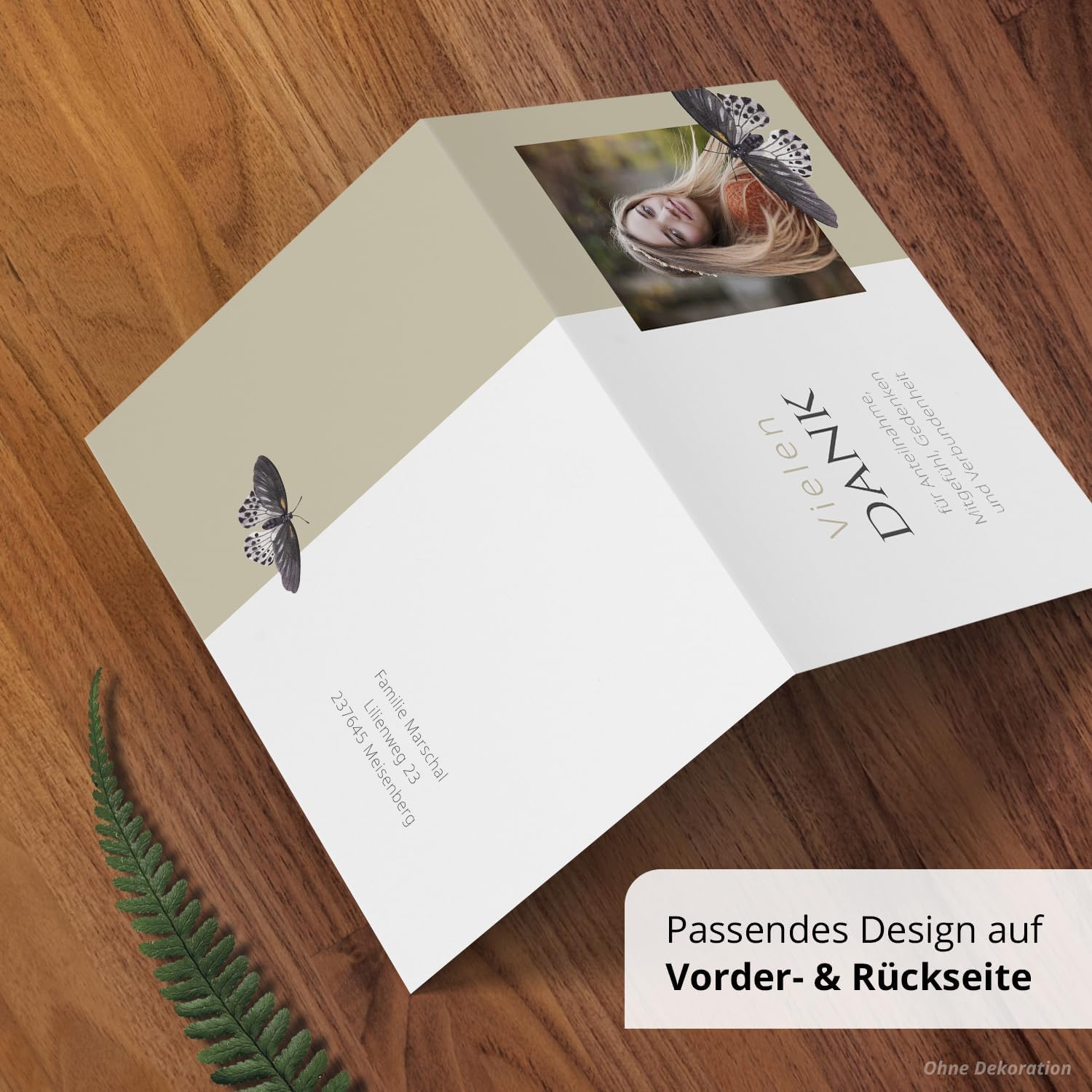 Einladungskarten Manufaktur Hamburg 10 PERSONALISIERTE Trauer Danksagungen Dankeskarten mit eigenem Text und Foto | Individuell anpassbare Trauerkarten mit Briefumschlägen | Karten Design 02