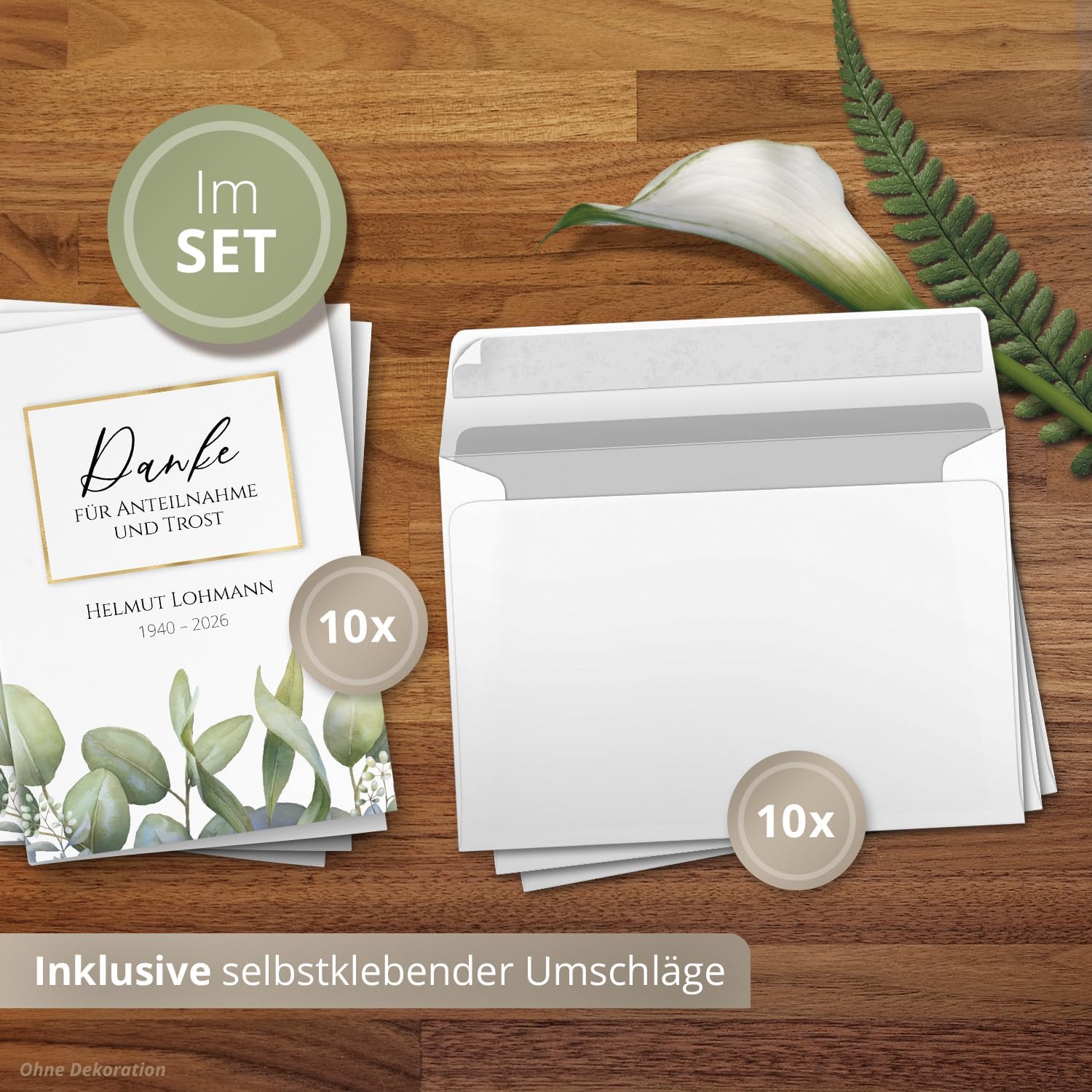 Einladungskarten Manufaktur Hamburg 10 PERSONALISIERTE Trauer Danksagungen Dankeskarten mit eigenem Text und Foto | Individuell anpassbare Trauerkarten mit Briefumschlägen | Karten Design 26