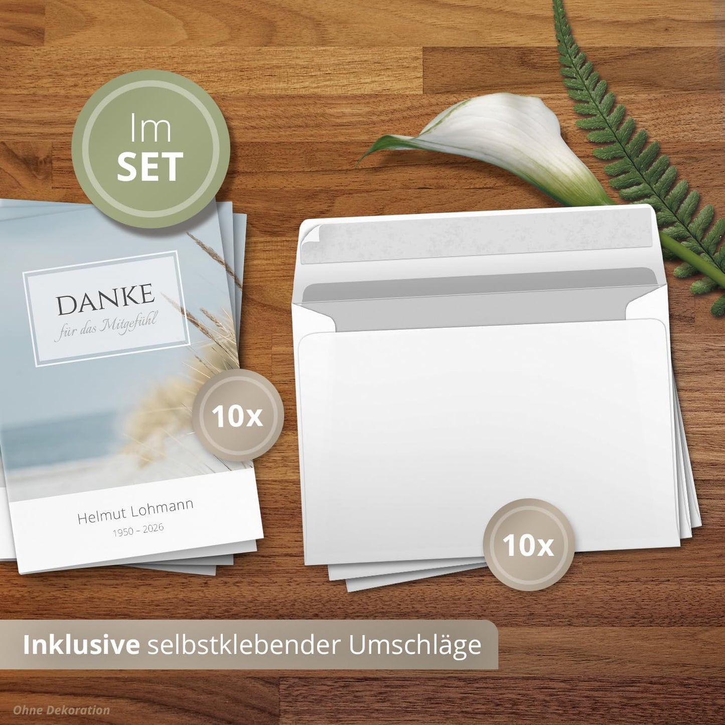 10 PERSONALISIERTE Trauer Danksagungen Dankeskarten mit eigenem Text und Foto | Individuell anpassbare Trauerkarten mit Briefumschlägen | Danke für das Mitgefühl 03