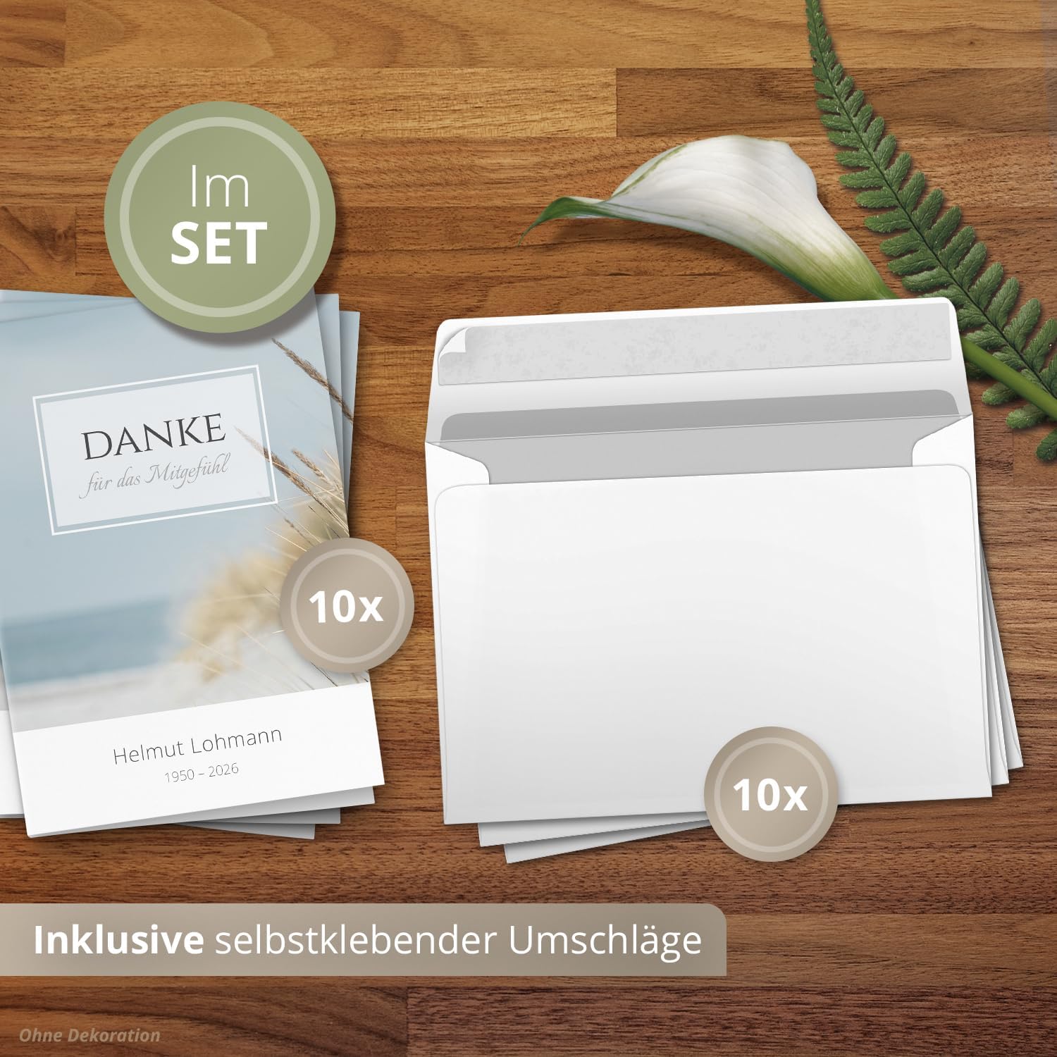 10 PERSONALISIERTE Trauer Danksagungen Dankeskarten mit eigenem Text und Foto | Individuell anpassbare Trauerkarten mit Briefumschlägen | Danke für das Mitgefühl 03