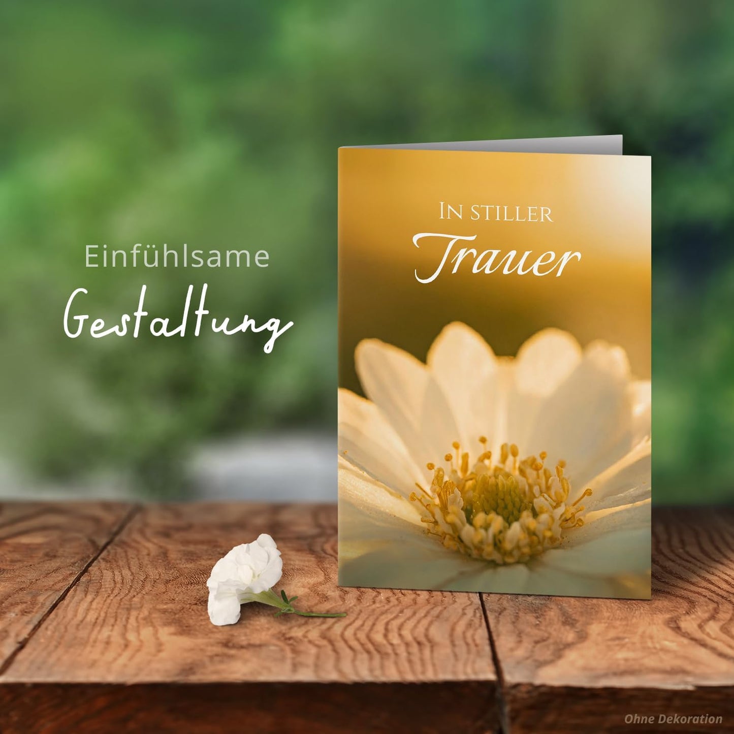 10 Trauerkarten mit Umschlag – Einladung zur Beerdigung oder Trauerfeier | Abschied | Hochwertige Klappkarten zur Todesanzeige – Motiv: Blüte