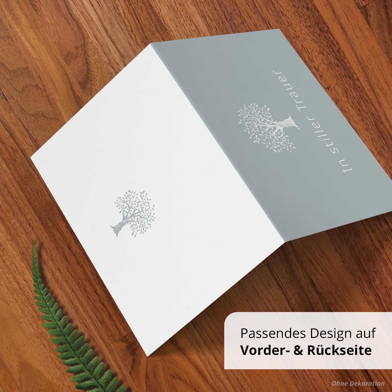 10 Trauerkarten mit Umschlag – Einladung zur Beerdigung oder Trauerfeier | Abschied | Hochwertige Klappkarten zur Todesanzeige – Motiv: Zarter Baum