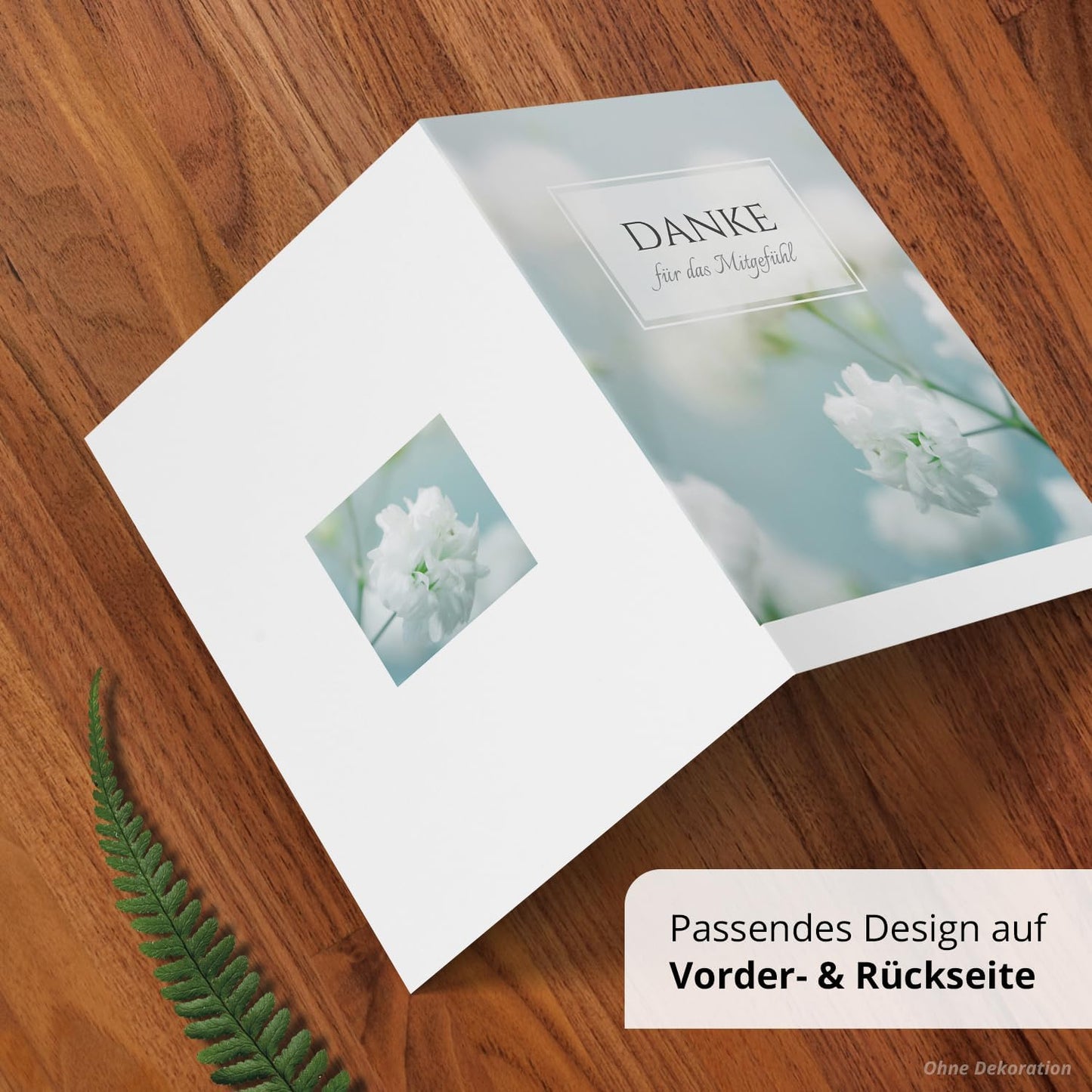 Danksagungskarten Trauer – 10 Klappkarten mit Umschlägen – Motiv: Zarte Blüte – Trauerkarten Danksagung mit Text – Dankeskarten Trauer nach Beerdigung