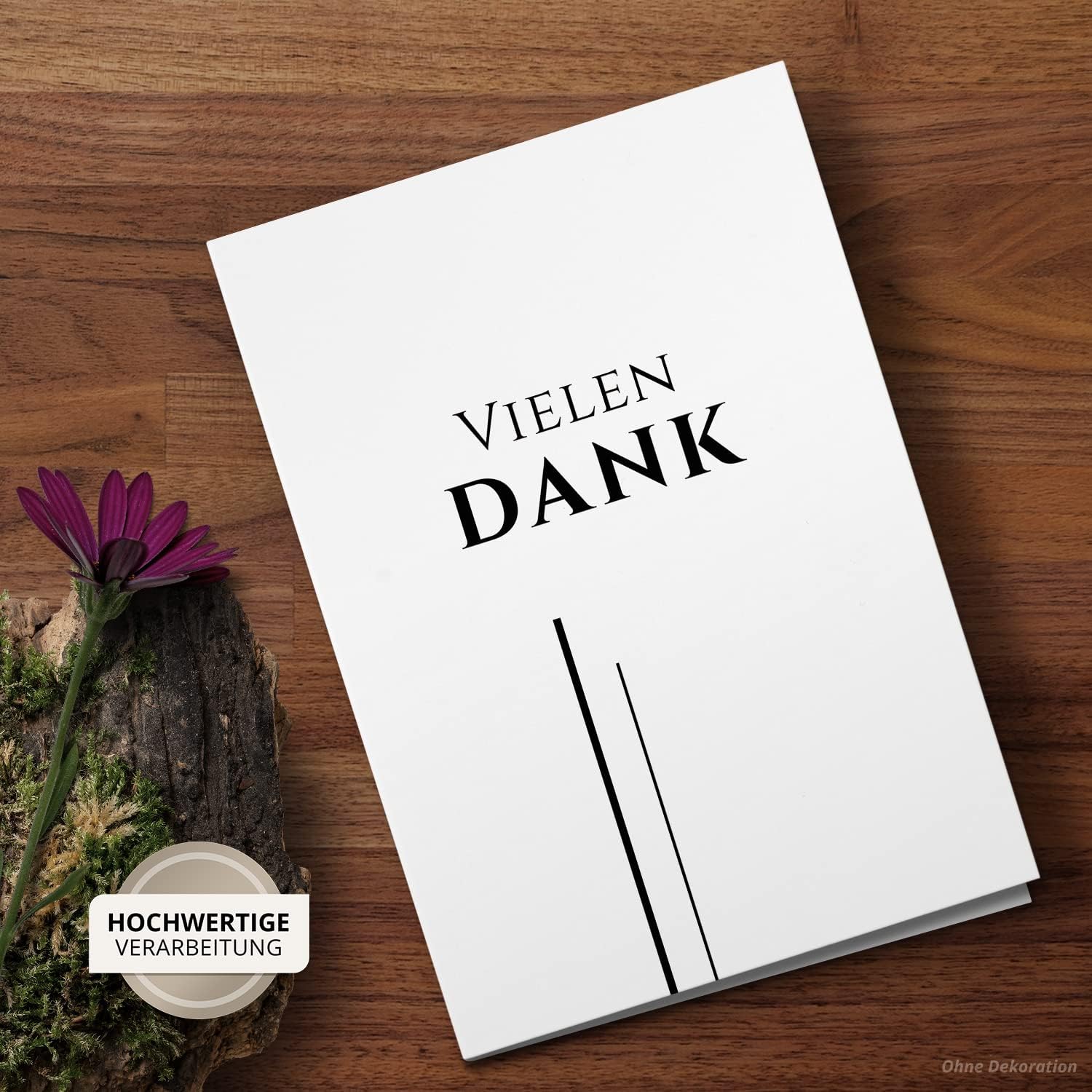 Danksagungskarten Trauer – 10 Klappkarten mit Umschlägen – Motiv: 2 Striche Edel – Trauerkarten Danksagung mit Text – Dankeskarten Trauer nach Beerdigung