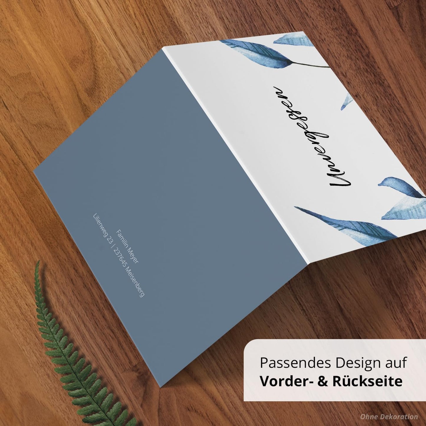 10x Einladung Beerdigung und Trauerfeier PERSONALISIERT | INDIVIDUALISIERT mit Text Foto und Umschlägen Klappkarte stilvoll hochwertig Karten Motiv 13