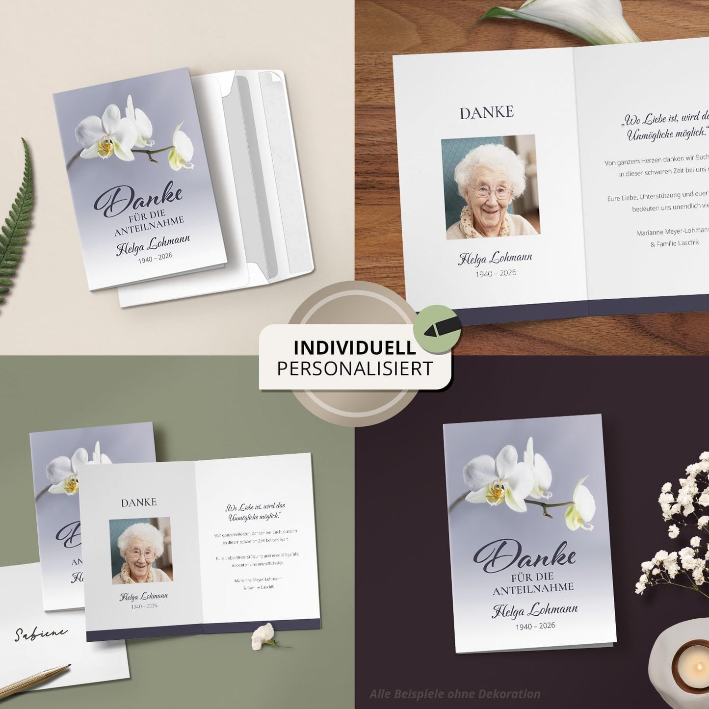 Einladungskarten Manufaktur Hamburg 10 PERSONALISIERTE Trauer Danksagungen Dankeskarten mit eigenem Text und Foto | Individuell anpassbare Trauerkarten mit Briefumschlägen | Karten Design 24