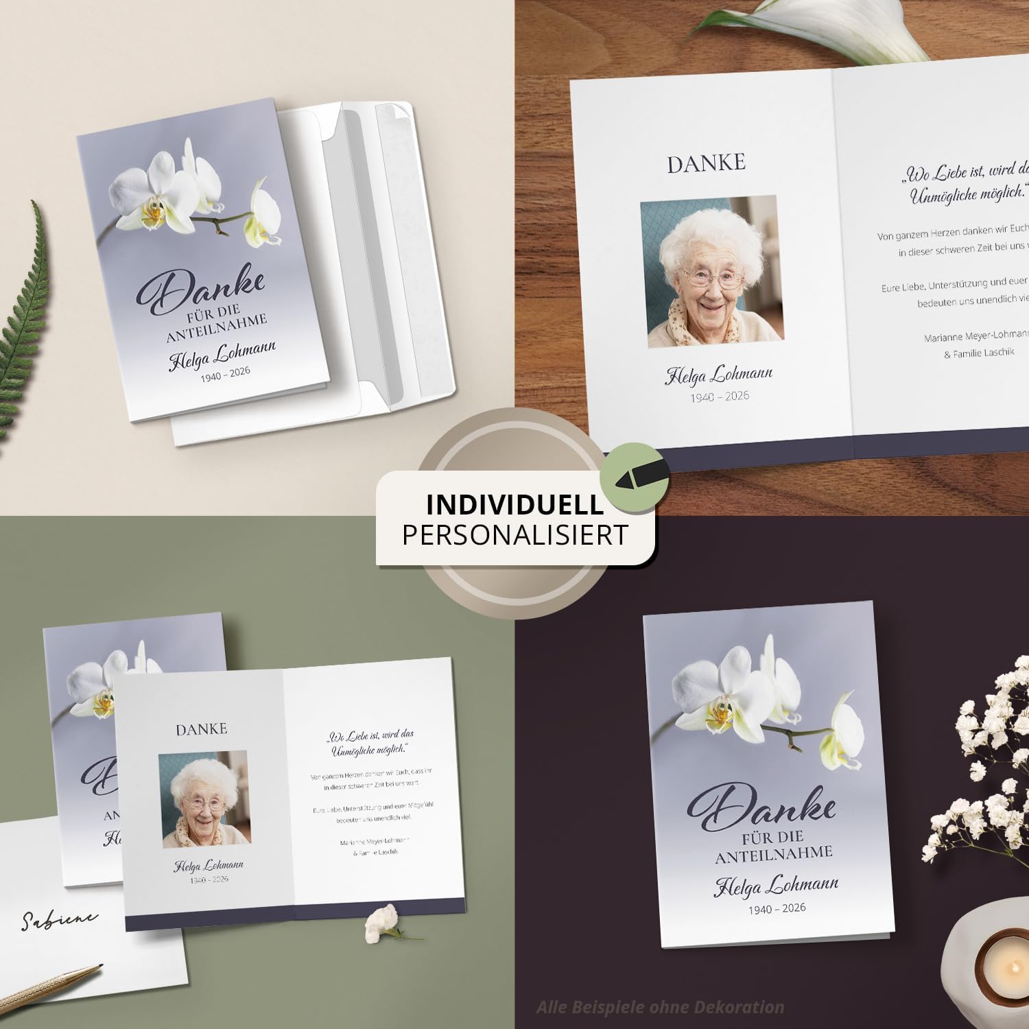 Einladungskarten Manufaktur Hamburg 10 PERSONALISIERTE Trauer Danksagungen Dankeskarten mit eigenem Text und Foto | Individuell anpassbare Trauerkarten mit Briefumschlägen | Karten Design 24