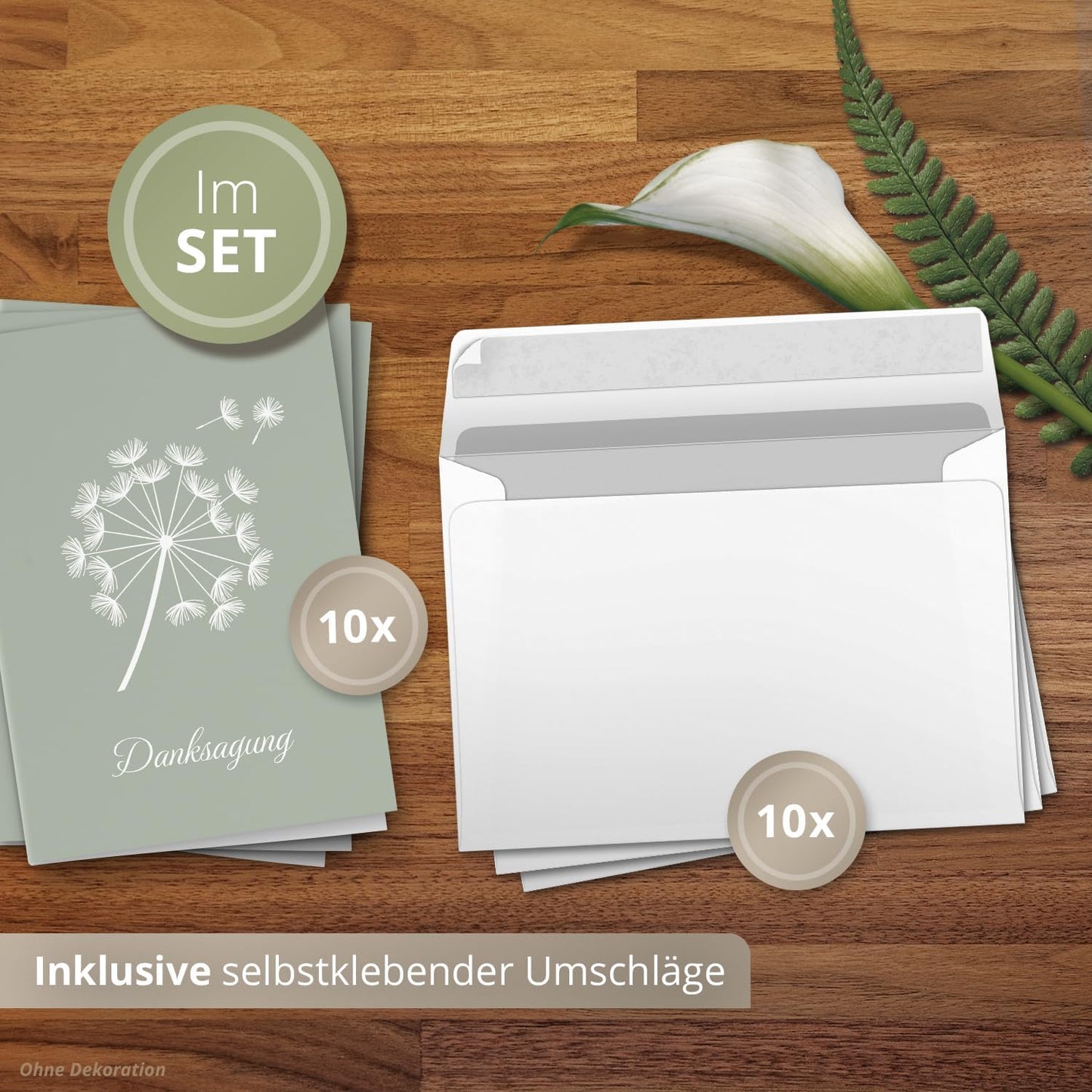 Einladungskarten Manufaktur Hamburg 10 PERSONALISIERTE Trauer Danksagungen Dankeskarten mit eigenem Text und Foto | Individuell anpassbare Danke Trauerkarten mit Briefumschlägen | Karten Pusteblume