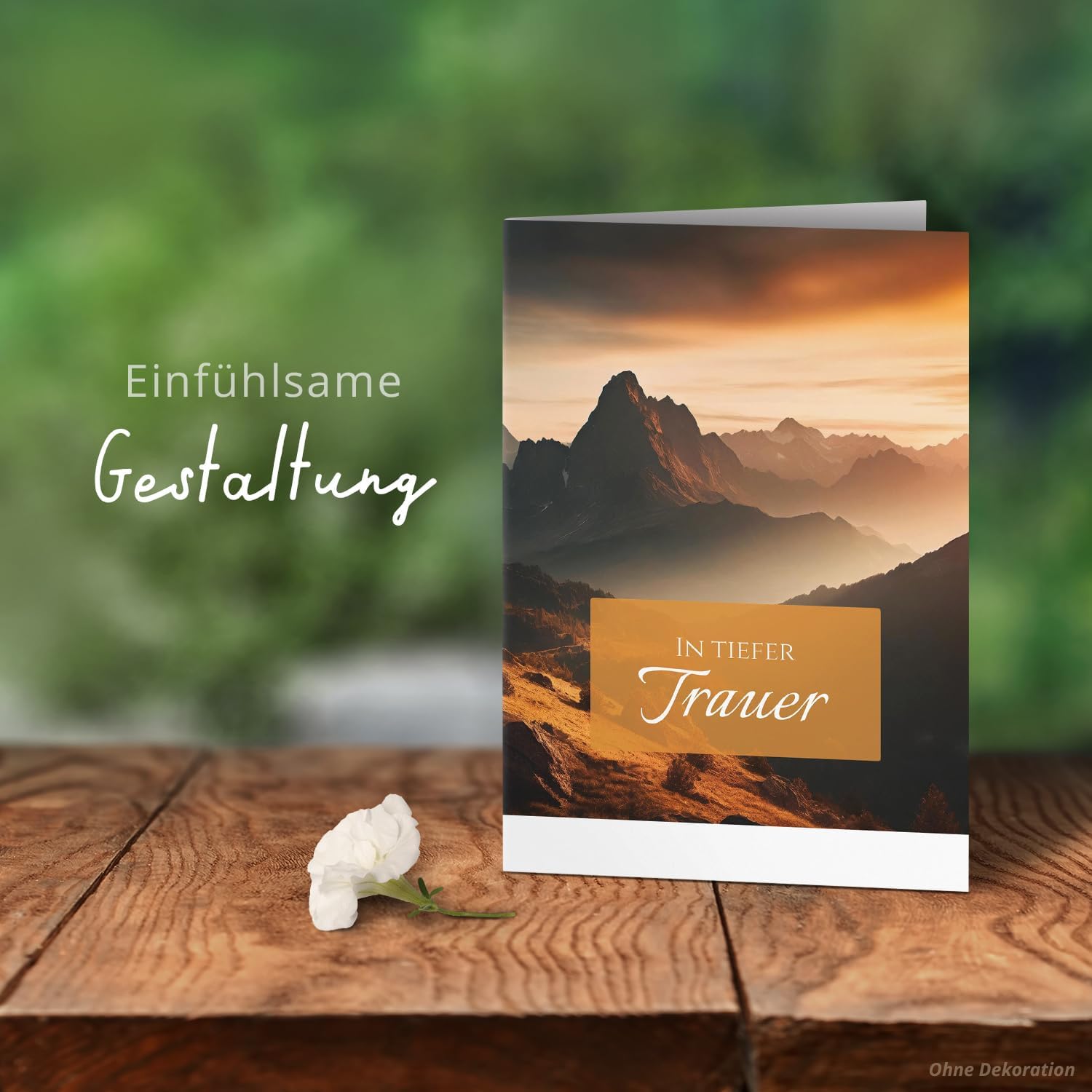 10 Trauerkarten mit Umschlag – Einladung zur Beerdigung oder Trauerfeier | Abschied | Hochwertige Klappkarten zur Todesanzeige – Motiv: Berge neblig