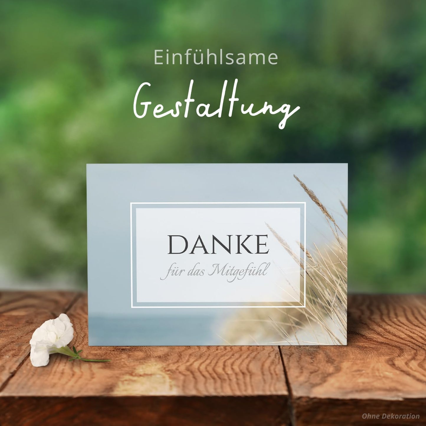 8 Trauer Danksagungskarten ausfüllbar mit Umschlag - Danke Trauerkarten Postkarten nach Beerdigung zum Ausfüllen Motiv Meer Dünen See Seebestattung