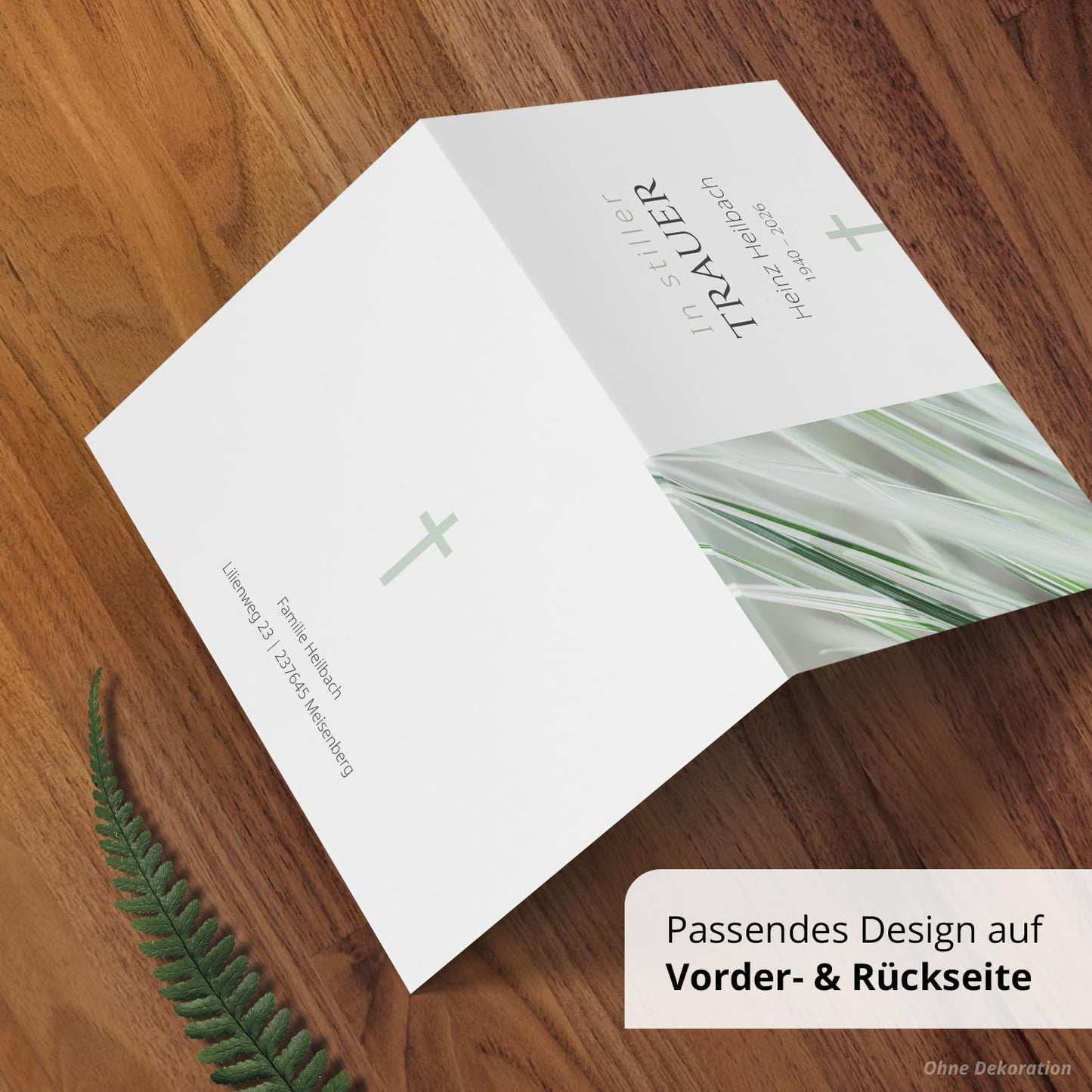 10x Einladung Beerdigung und Trauerfeier PERSONALISIERT | INDIVIDUALISIERT mit Text Foto und Umschlägen Klappkarte stilvoll hochwertig Karten Motiv 05