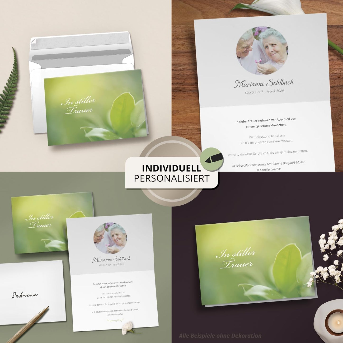 10x Einladung Beerdigung und Trauerfeier PERSONALISIERT | INDIVIDUALISIERT mit Text Foto und Umschlägen Klappkarte stilvoll hochwertig Karten Motiv 09