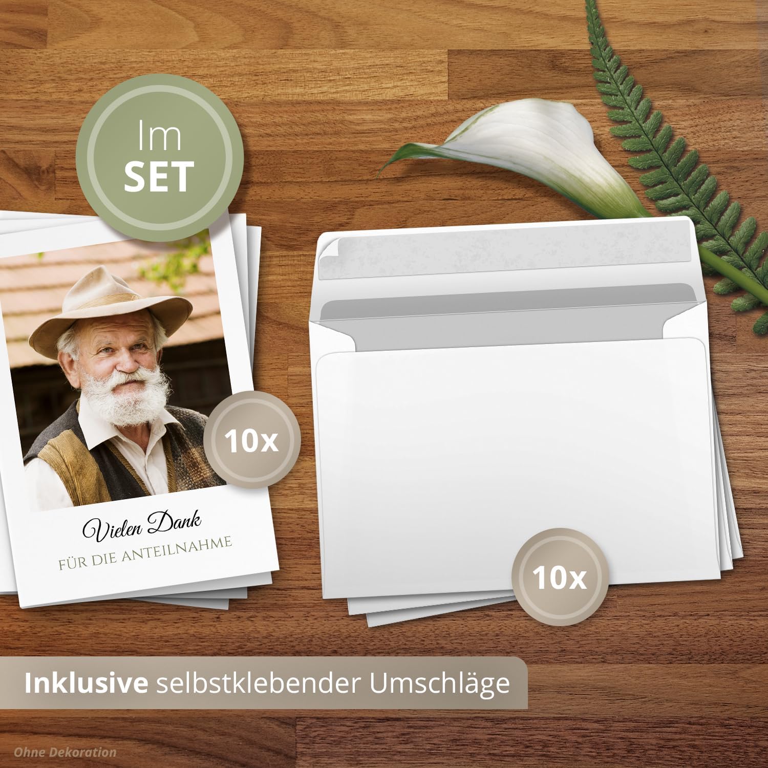 10 PERSONALISIERTE Trauer Danksagungen Dankeskarten mit eigenem Text und Foto | Individuell anpassbare Danke Trauerkarten mit Briefumschlägen | Karten Großes Foto Anteilnahme