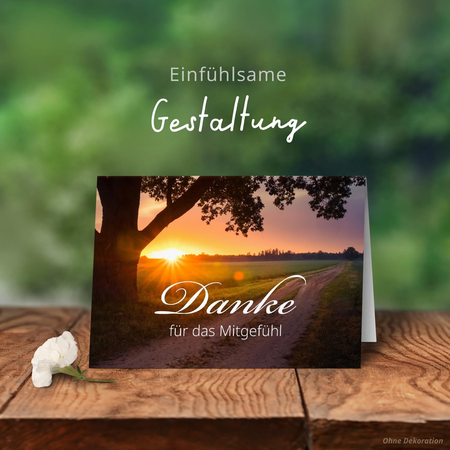 Danksagungskarten Trauer – 10 Klappkarten mit Umschlägen – Motiv: Untergang am Feld – Trauerkarten Danksagung mit Text – Dankeskarten Trauer nach Beerdigung
