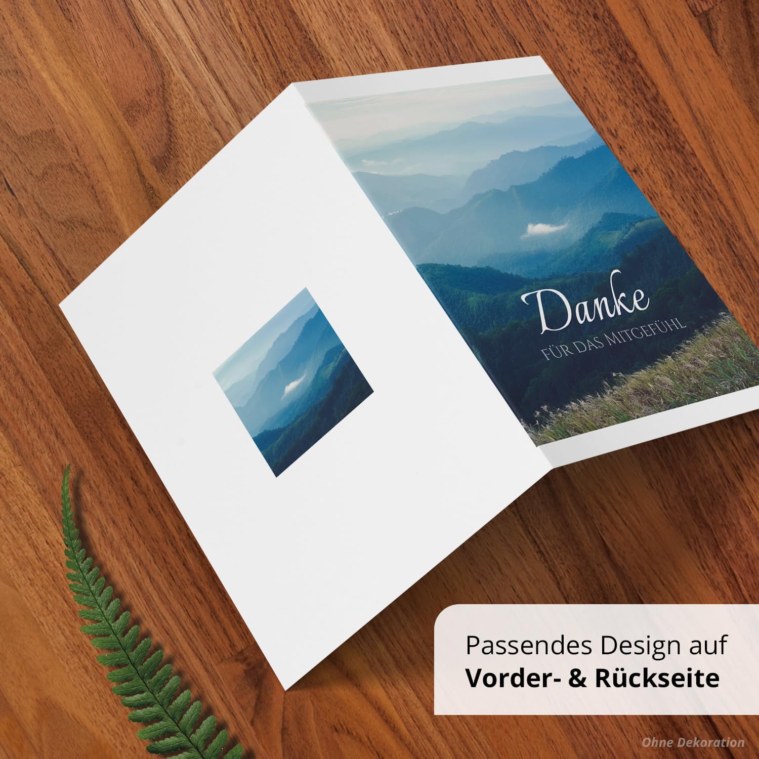 Danksagungskarten Trauer – 10 Klappkarten mit Umschlägen – Motiv: Berge – Trauerkarten Danksagung mit Text – Dankeskarten Trauer nach Beerdigung