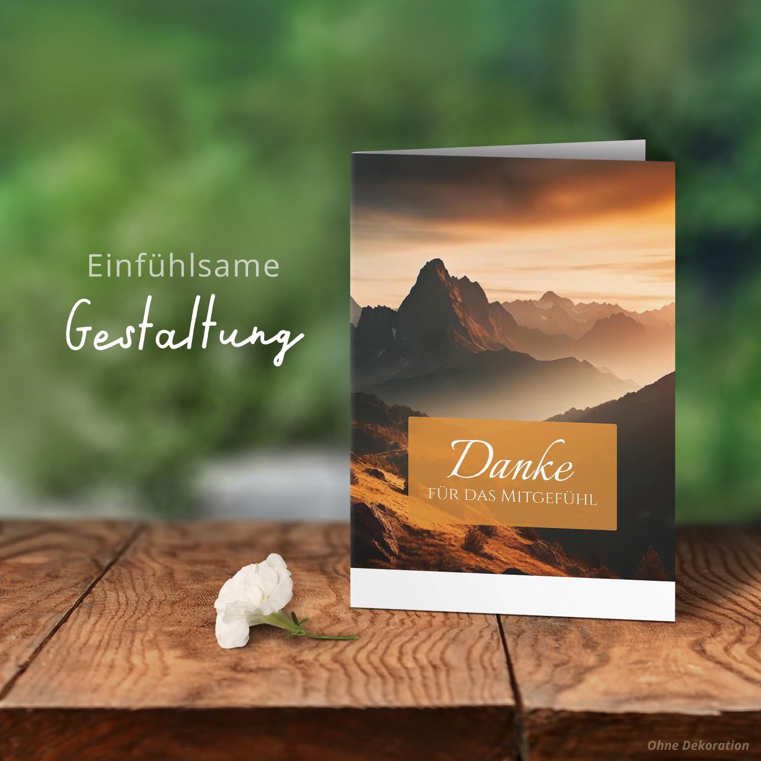 Danksagungskarten Trauer – 10 Klappkarten mit Umschlägen – Motiv: Berg im Nebel – Trauerkarten Danksagung mit Text – Dankeskarten Trauer nach Beerdigung