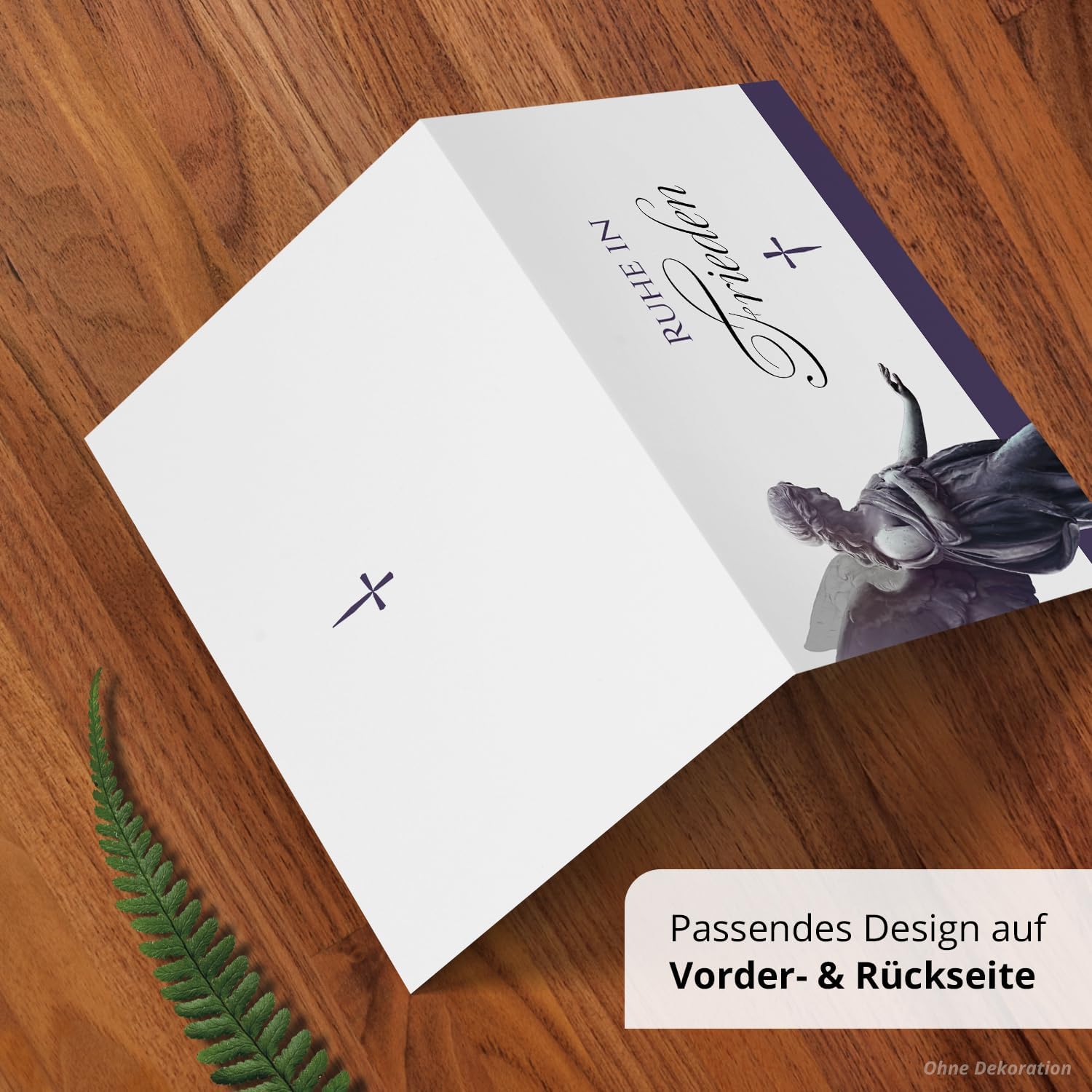 10 Trauerkarten mit Umschlag – Einladung zur Beerdigung oder Trauerfeier | Abschied | Hochwertige Klappkarten zur Todesanzeige – Motiv: Engel