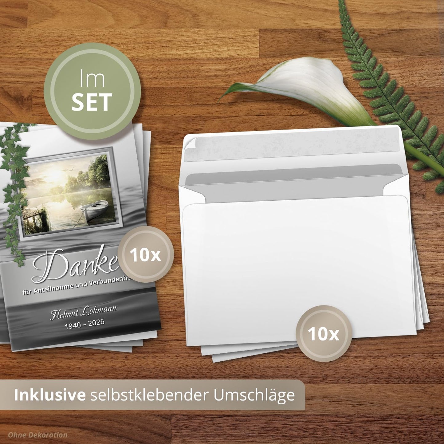 Einladungskarten Manufaktur Hamburg 10 PERSONALISIERTE Trauer Danksagungen Dankeskarten mit eigenem Text und Foto | Individuell anpassbare Trauerkarten mit Briefumschlägen | Karten Design 22