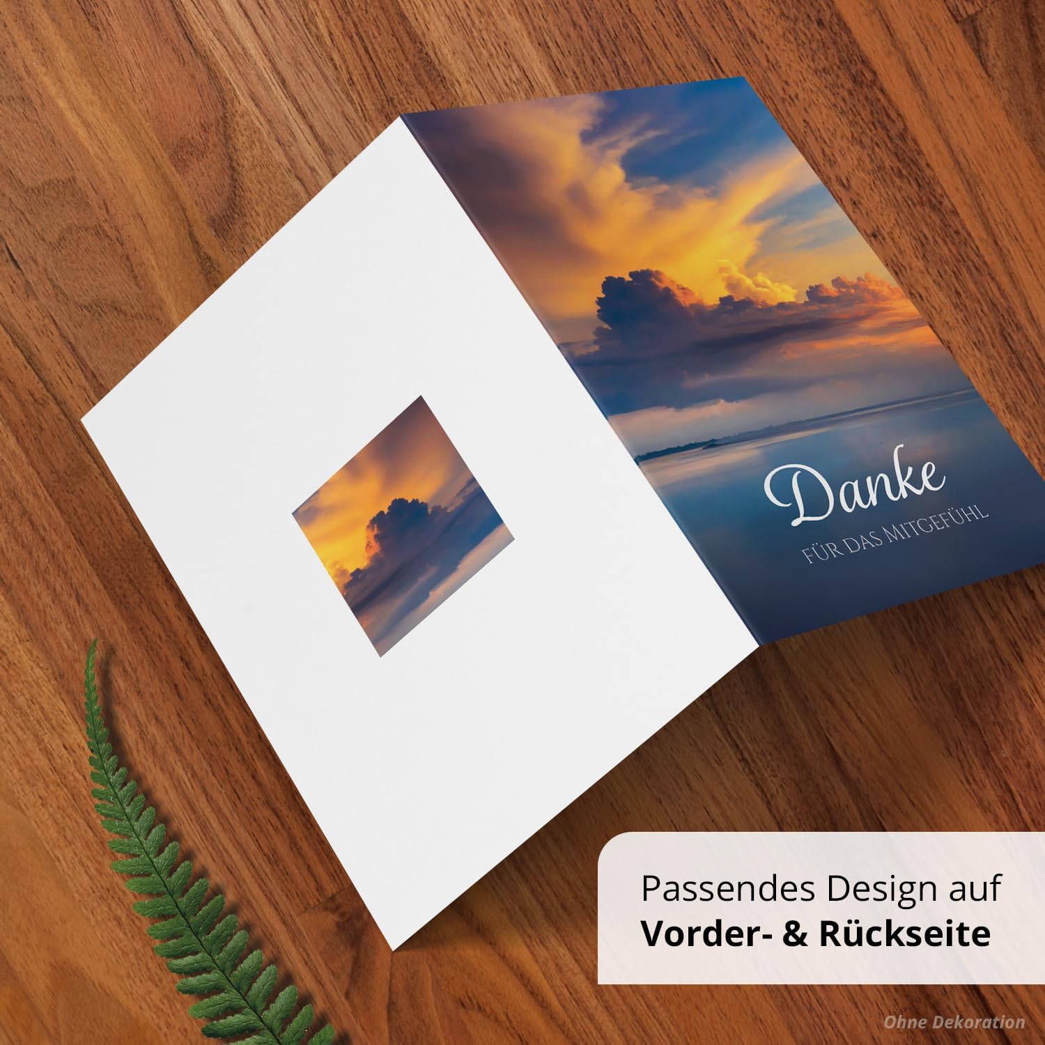 Danksagungskarten Trauer – 10 Klappkarten mit Umschlägen – Motiv: Wolken im Himmel – Trauerkarten Danksagung mit Text – Dankeskarten Trauer nach Beerdigung