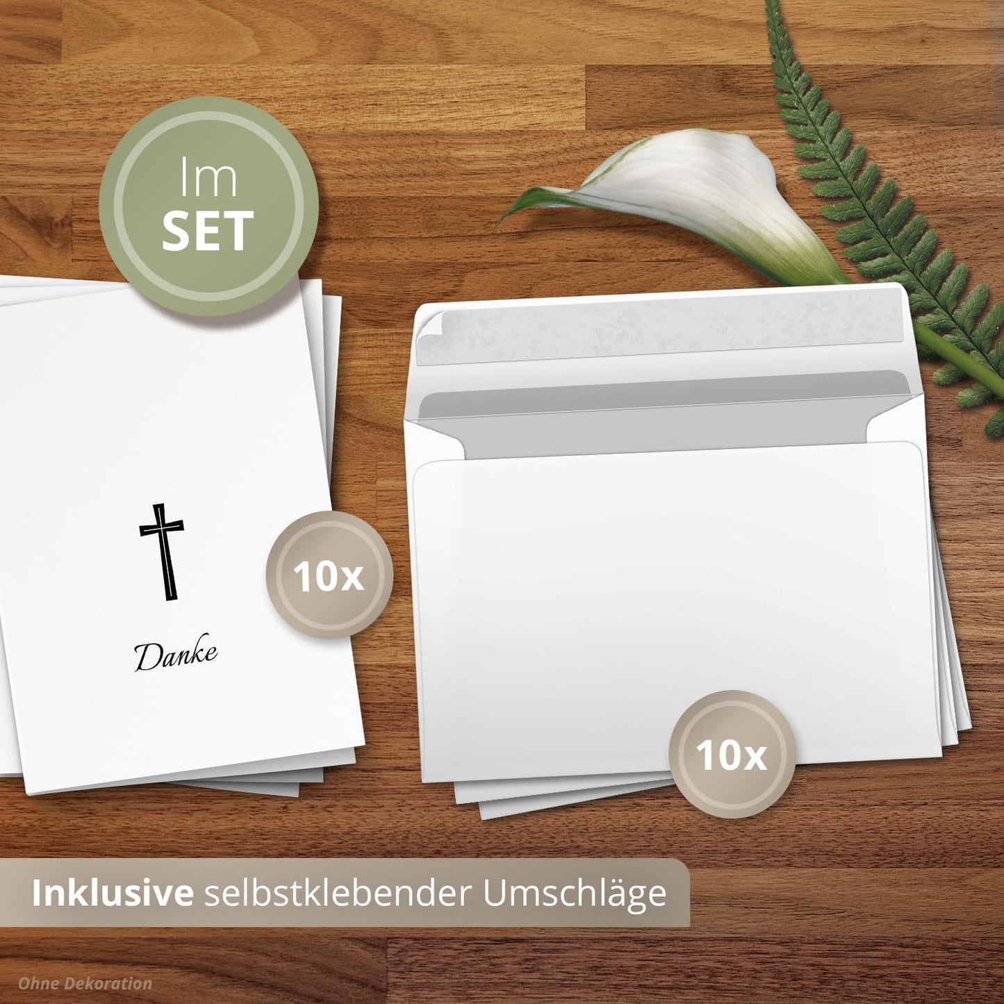 10 PERSONALISIERTE Trauer Danksagungen Dankeskarten mit eigenem Text und Foto | Individuell anpassbare Danke Trauerkarten mit Briefumschlägen | Karten Kirchlich Kreuz 2