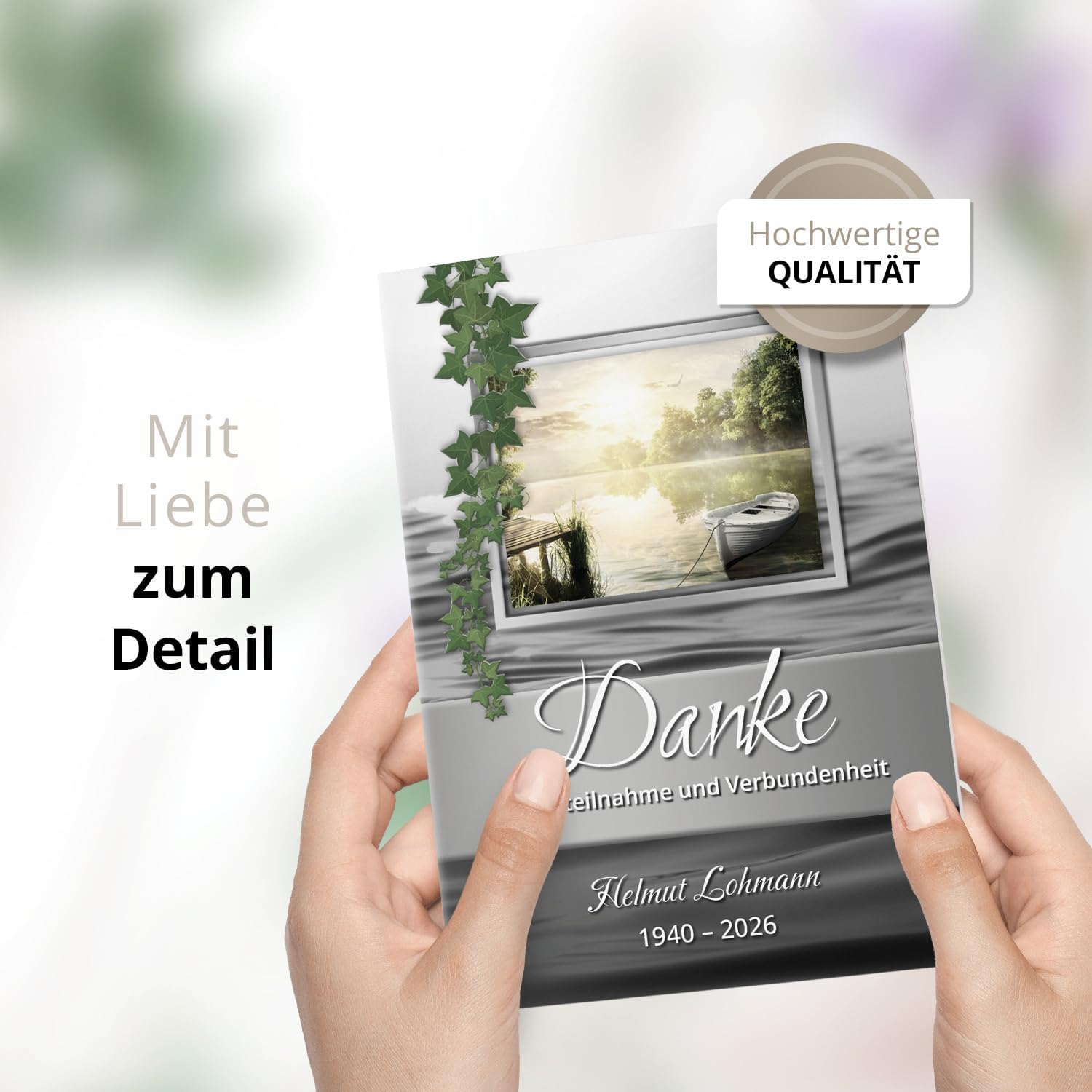 Einladungskarten Manufaktur Hamburg 10 PERSONALISIERTE Trauer Danksagungen Dankeskarten mit eigenem Text und Foto | Individuell anpassbare Trauerkarten mit Briefumschlägen | Karten Design 22